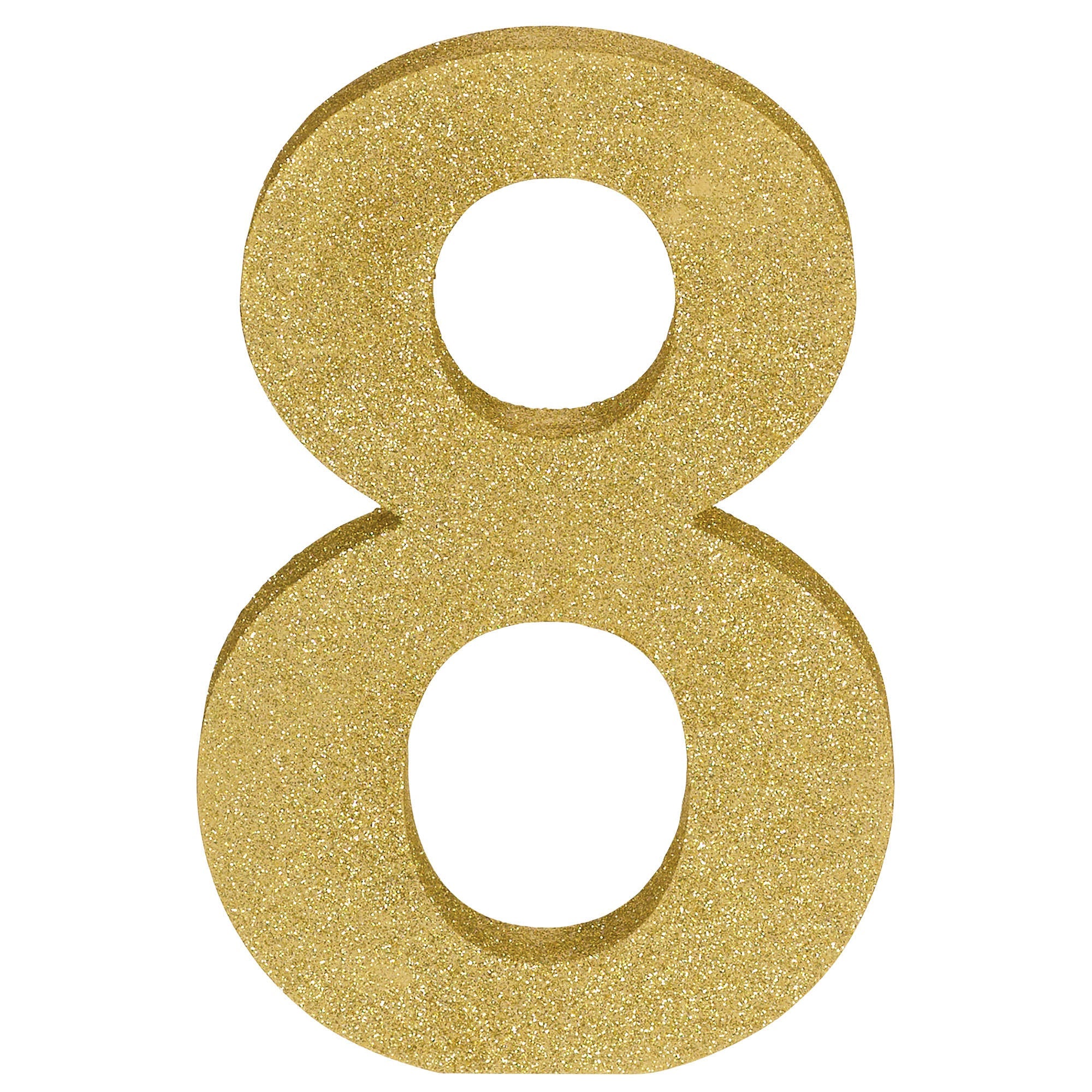 Number 8 Glitter MDF Decoration  Gold  8.875x5.875x1in