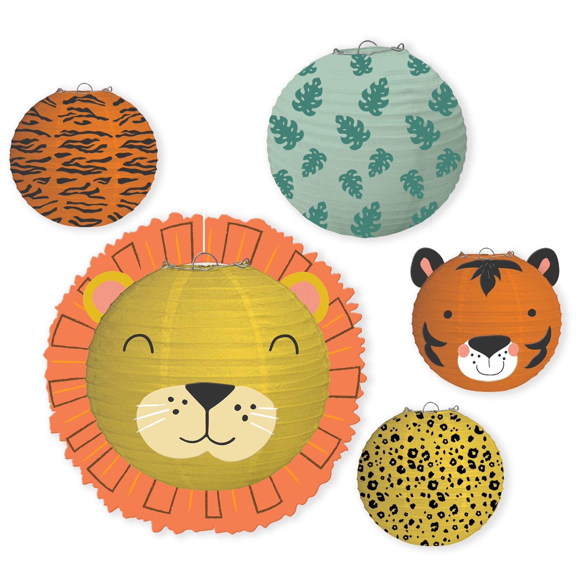 Get Wild Birthday 5 Lanterns  Paper with Metal Frame   5.75in to 9.75in