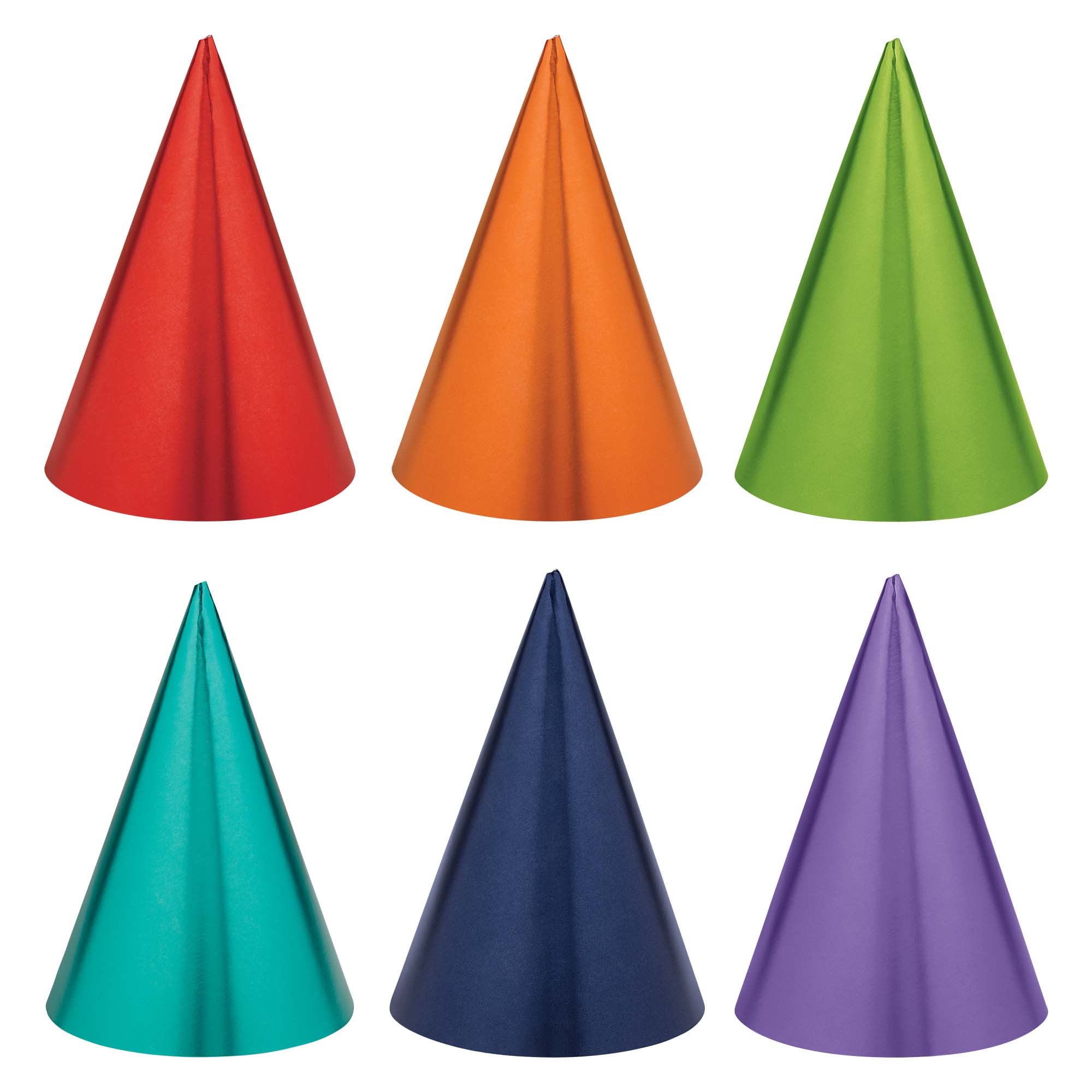 Birthday Accessories Rainbow 12 Cone Hats  Foil  7in