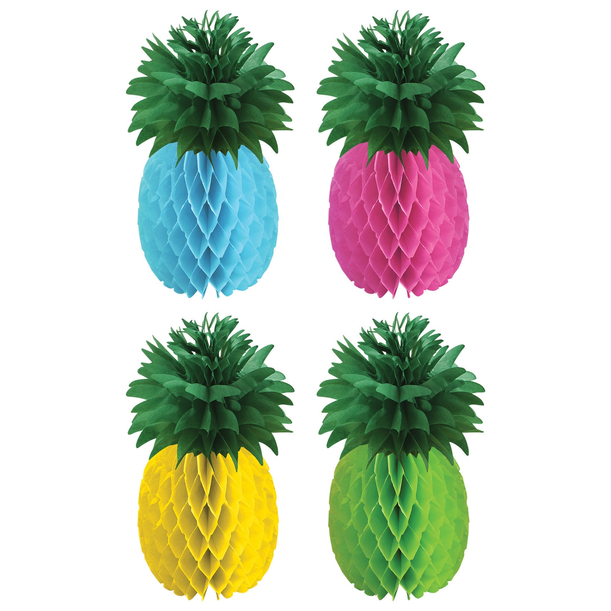 4 Pineapple Centerpieces  Honeycomb Paper  11.5in
