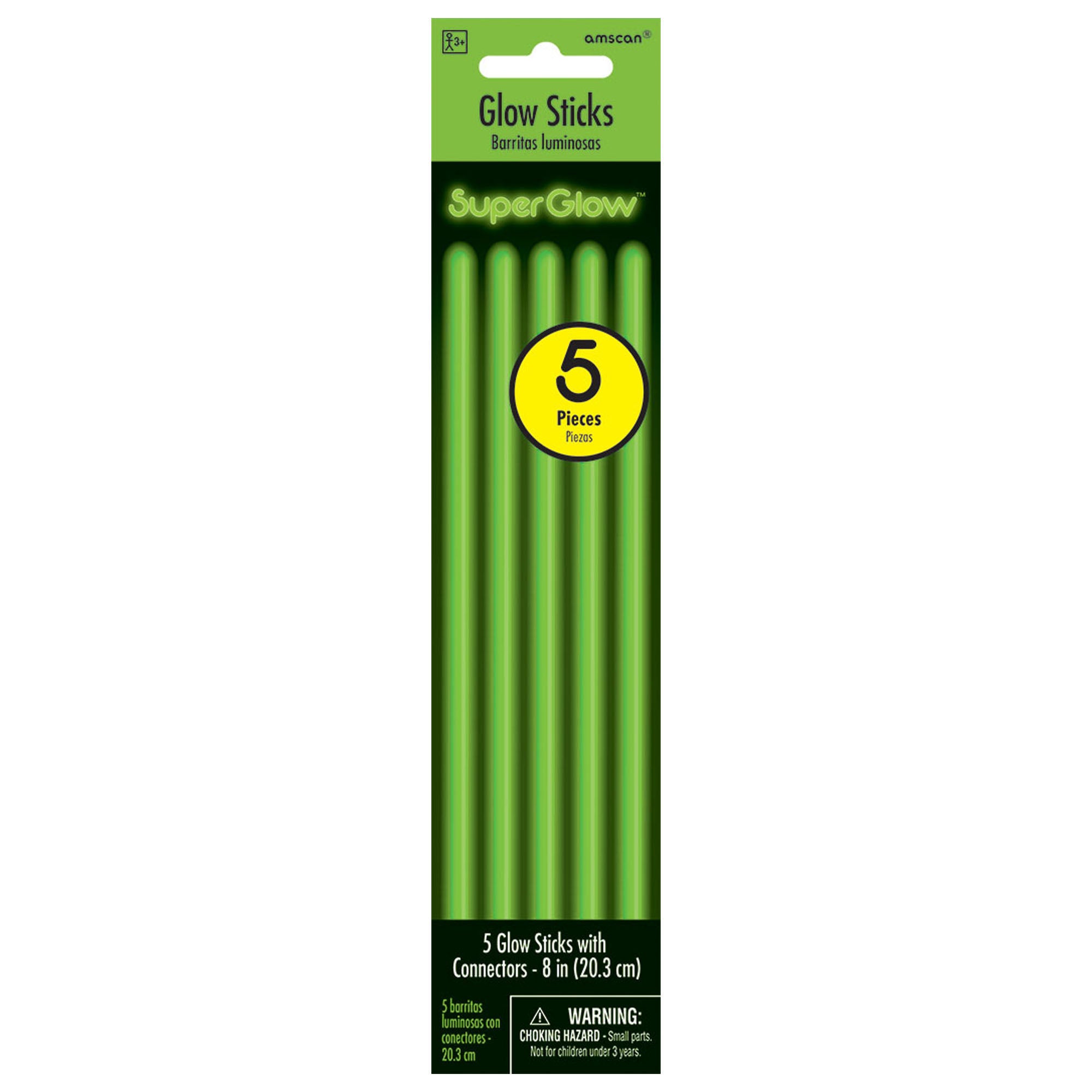 5 Glow Sticks  Green  8in