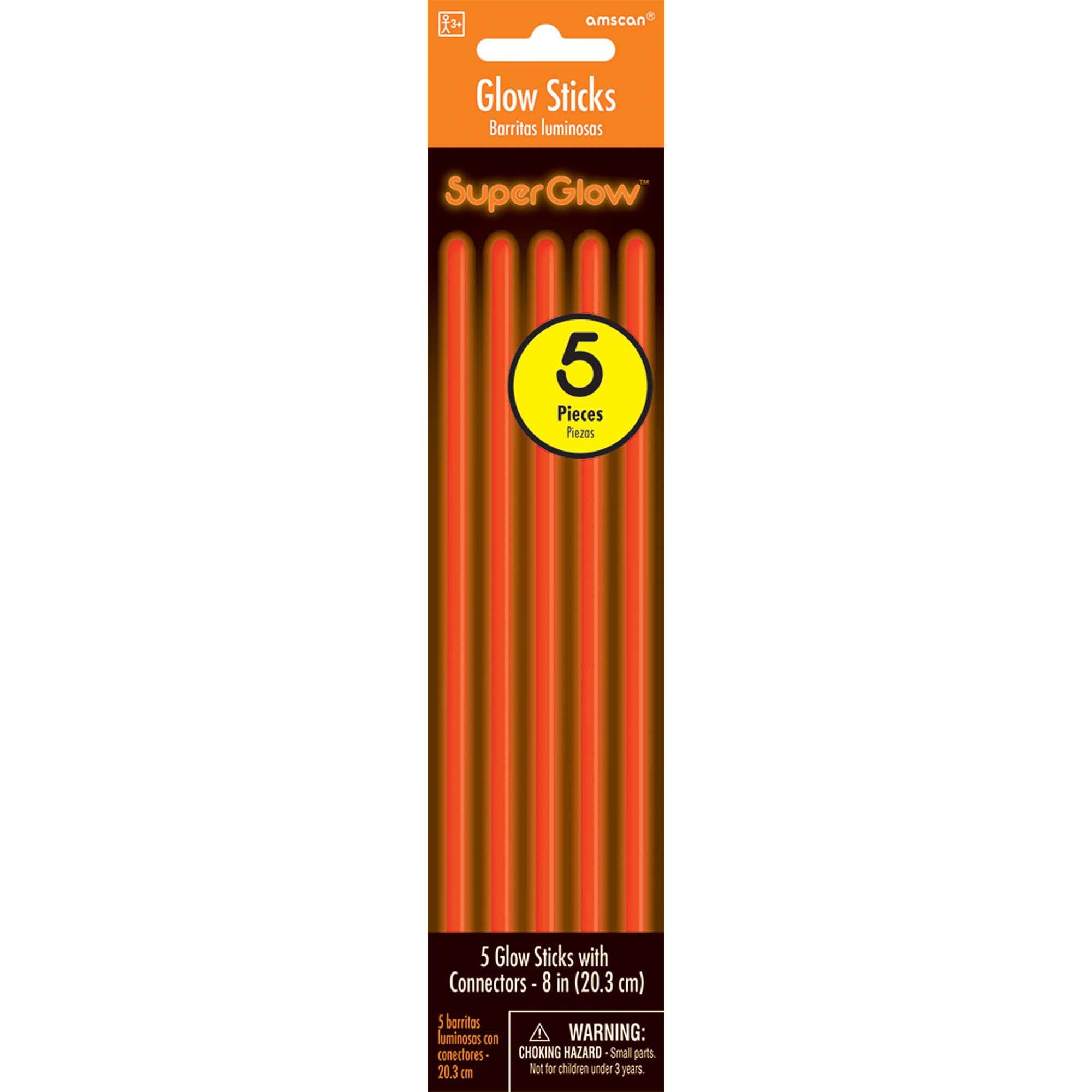 5 Glow Sticks  Orange 8in
