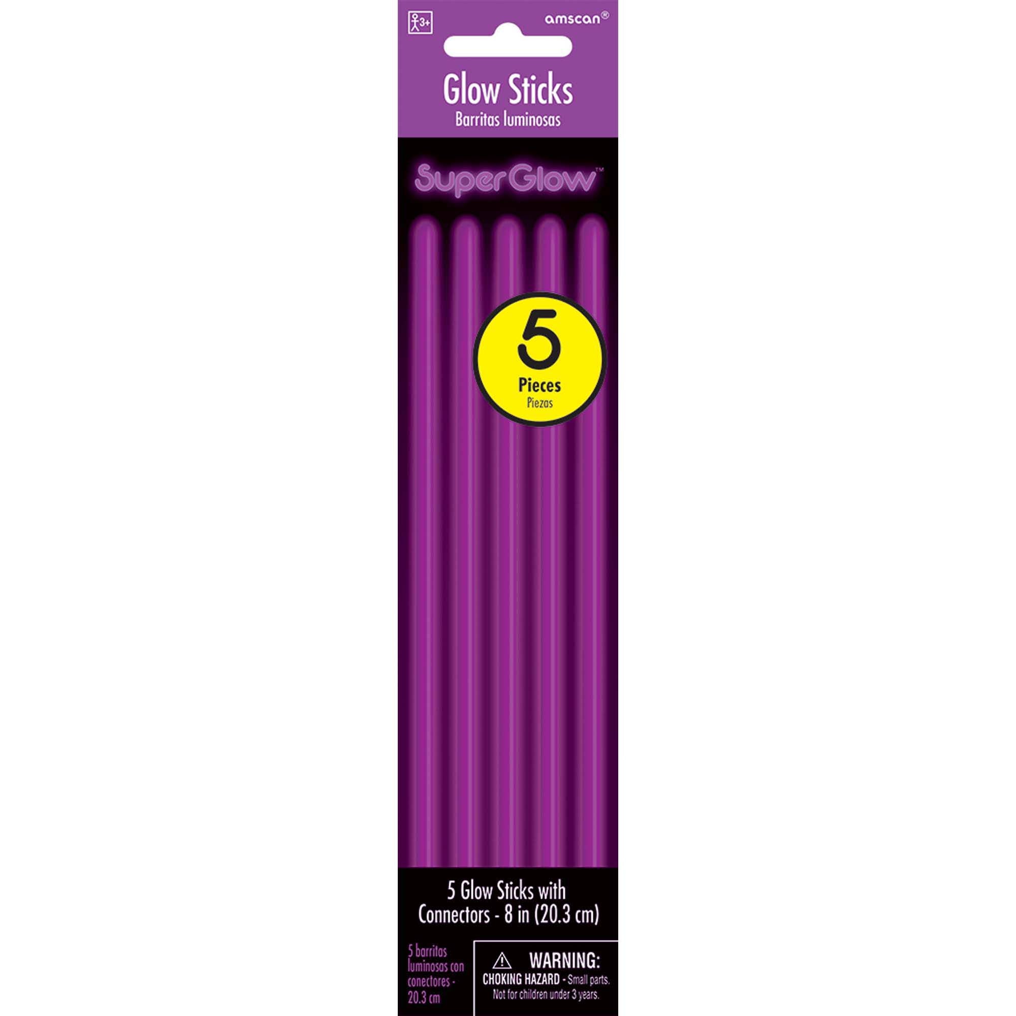 5 Glow Sticks  Purple  8in