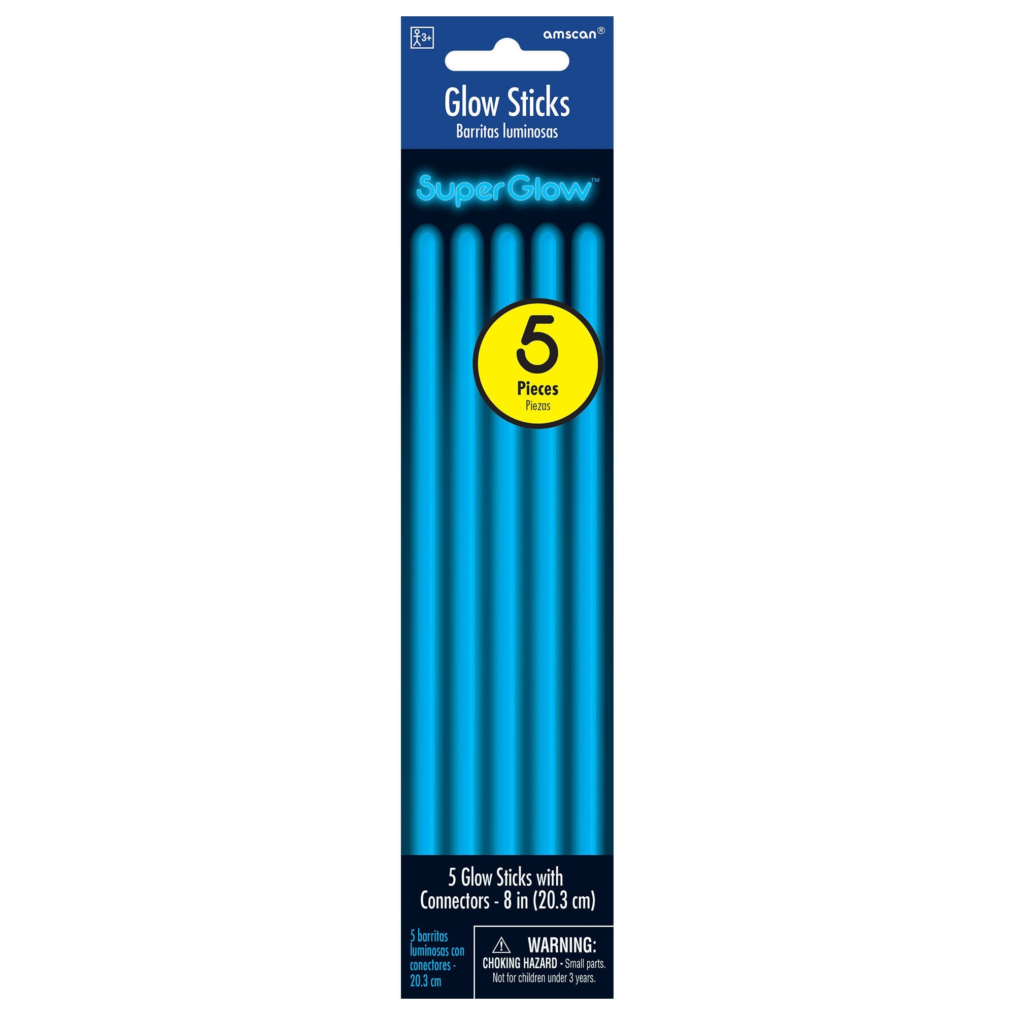 5 Glow Sticks  Blue  8in