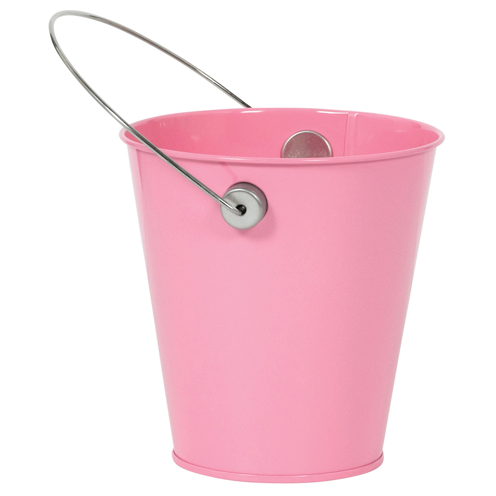Metal Bucket with Handle  New Pink  4.5in