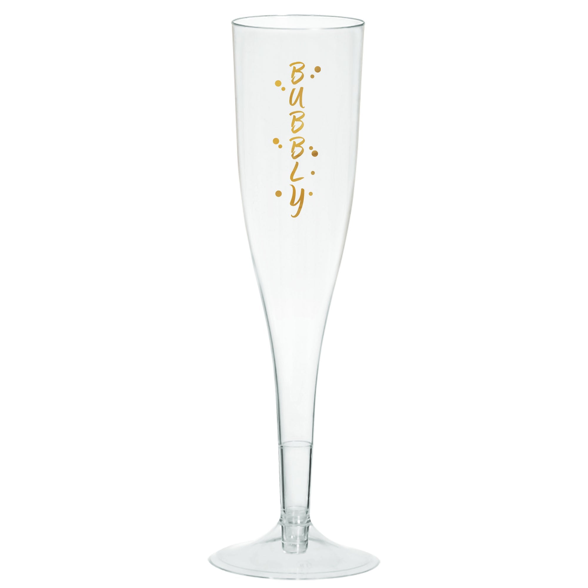 Champagne Glasses  Hot-Stamped Plastic  8 pcs  5.5oz