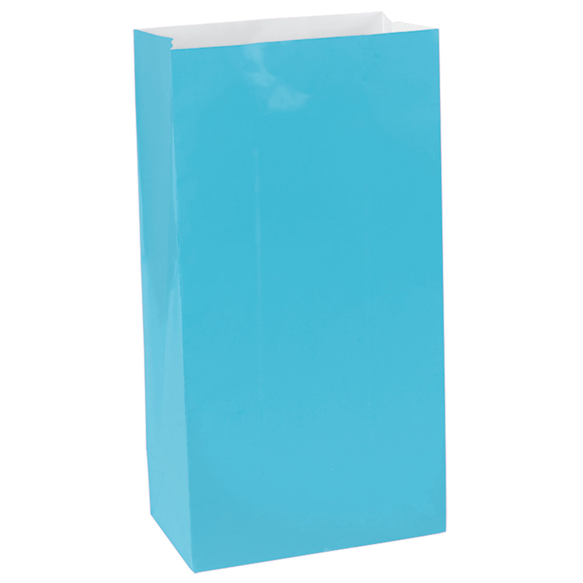 12 Mini Packaged Paper Bags  Caribbean Blue  6.5x3x2in