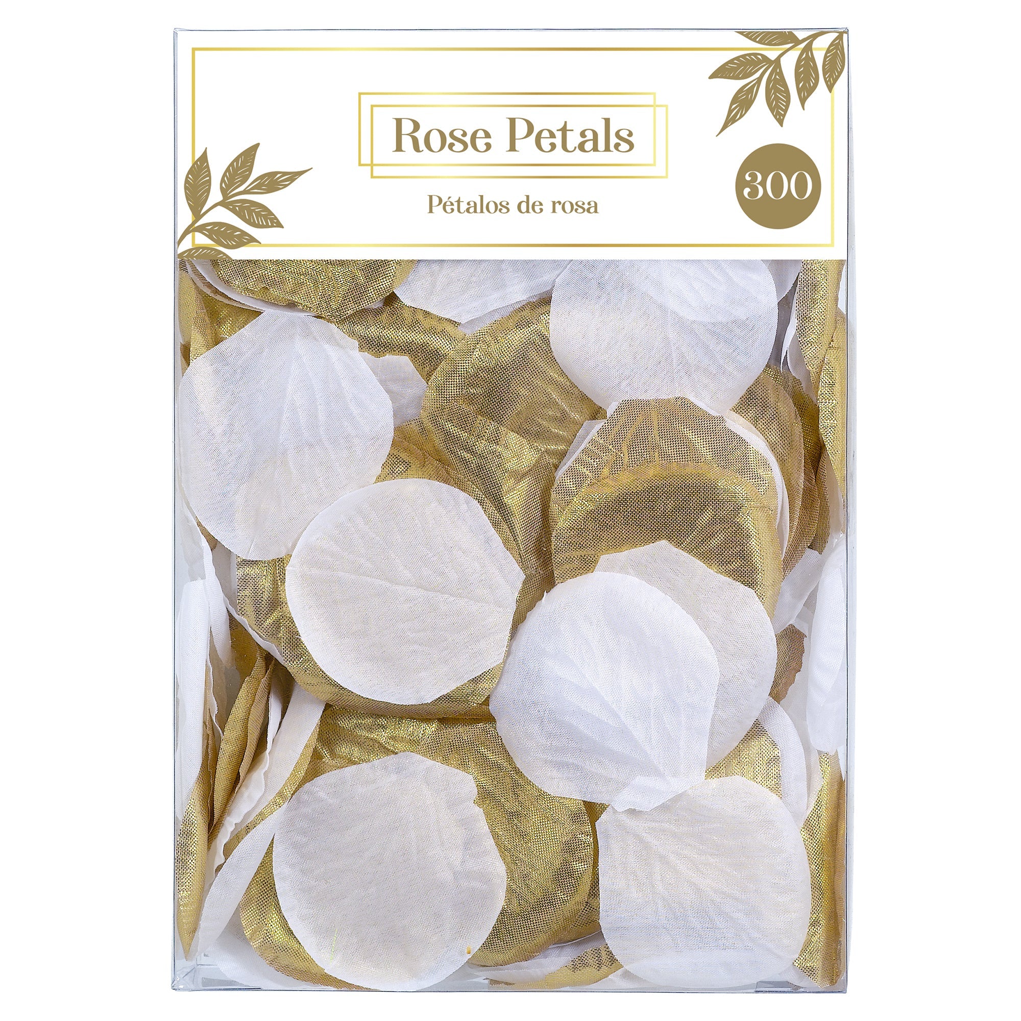 Fabric Confetti Rose Flower Petals 300/pqt Gold/White  2in