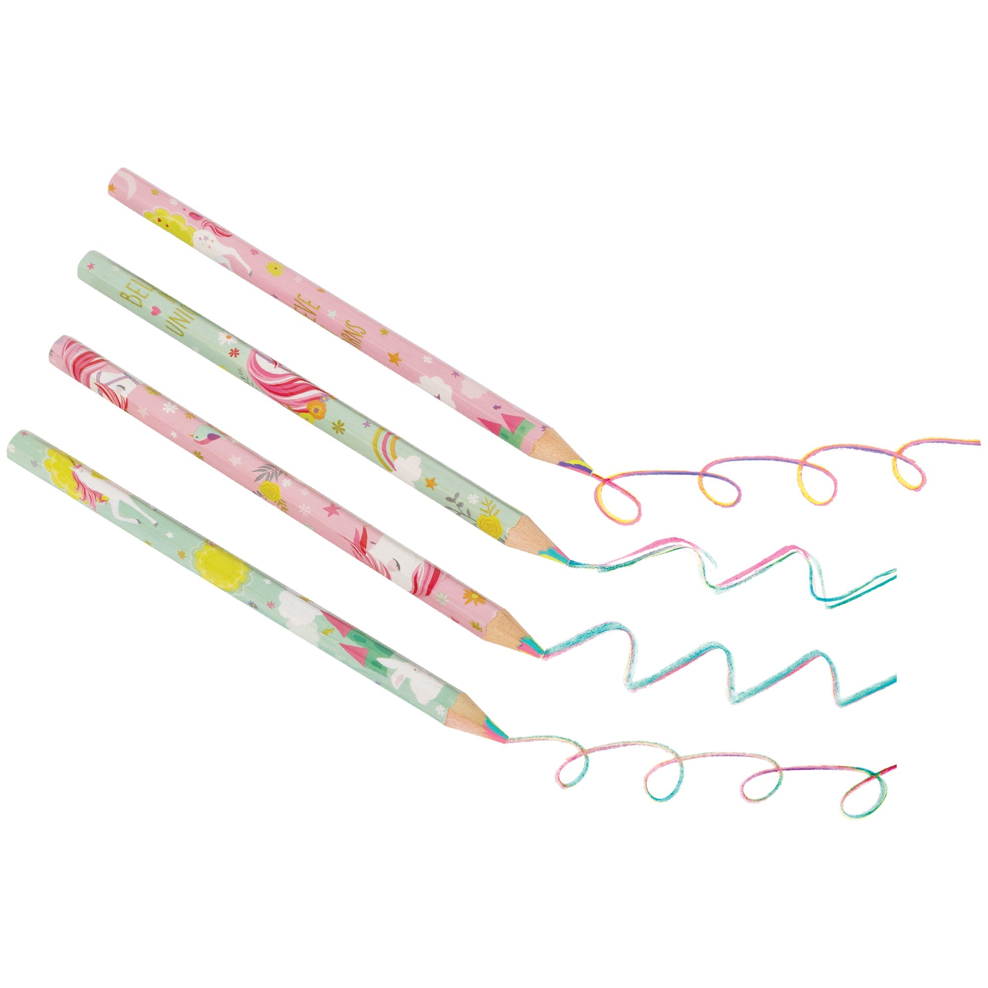 8 Unicorn Multi-Color Pencil Favors  7.375in