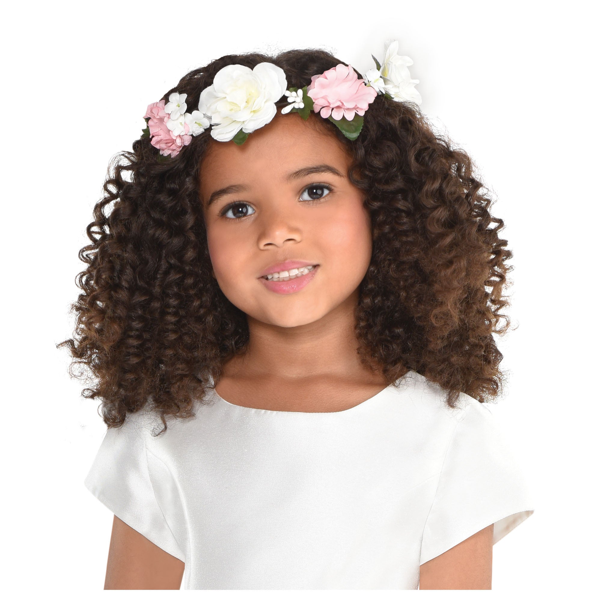 Flower Girl Head Wreath   6in Dia. with Ribbon 10.5in
