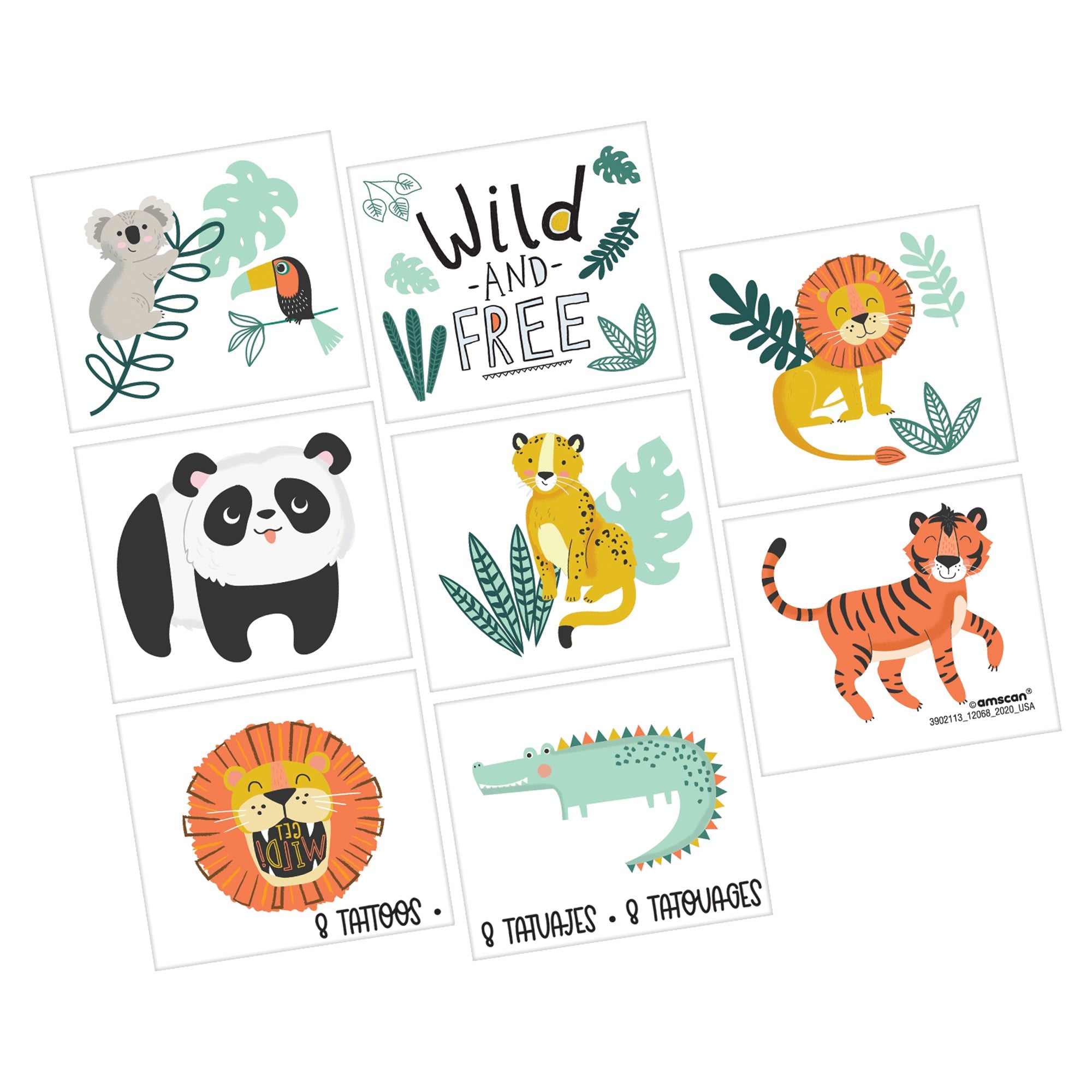 Get Wild Birthday 8 Tattoos   2x1.75in