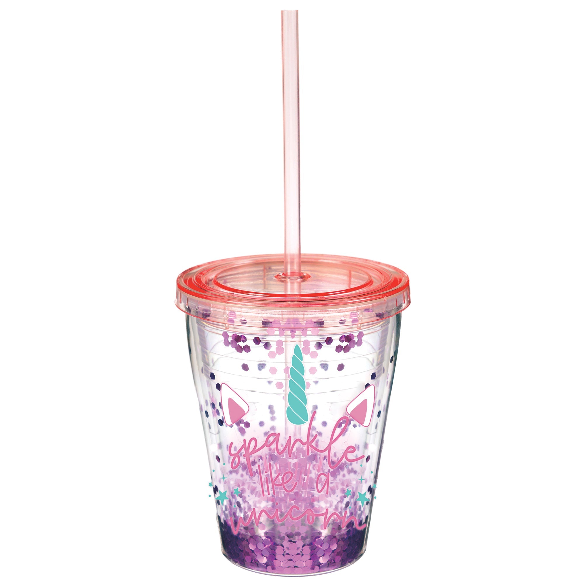 Enchanted Unicorn Plastic Tumbler w/Confetti  12oz