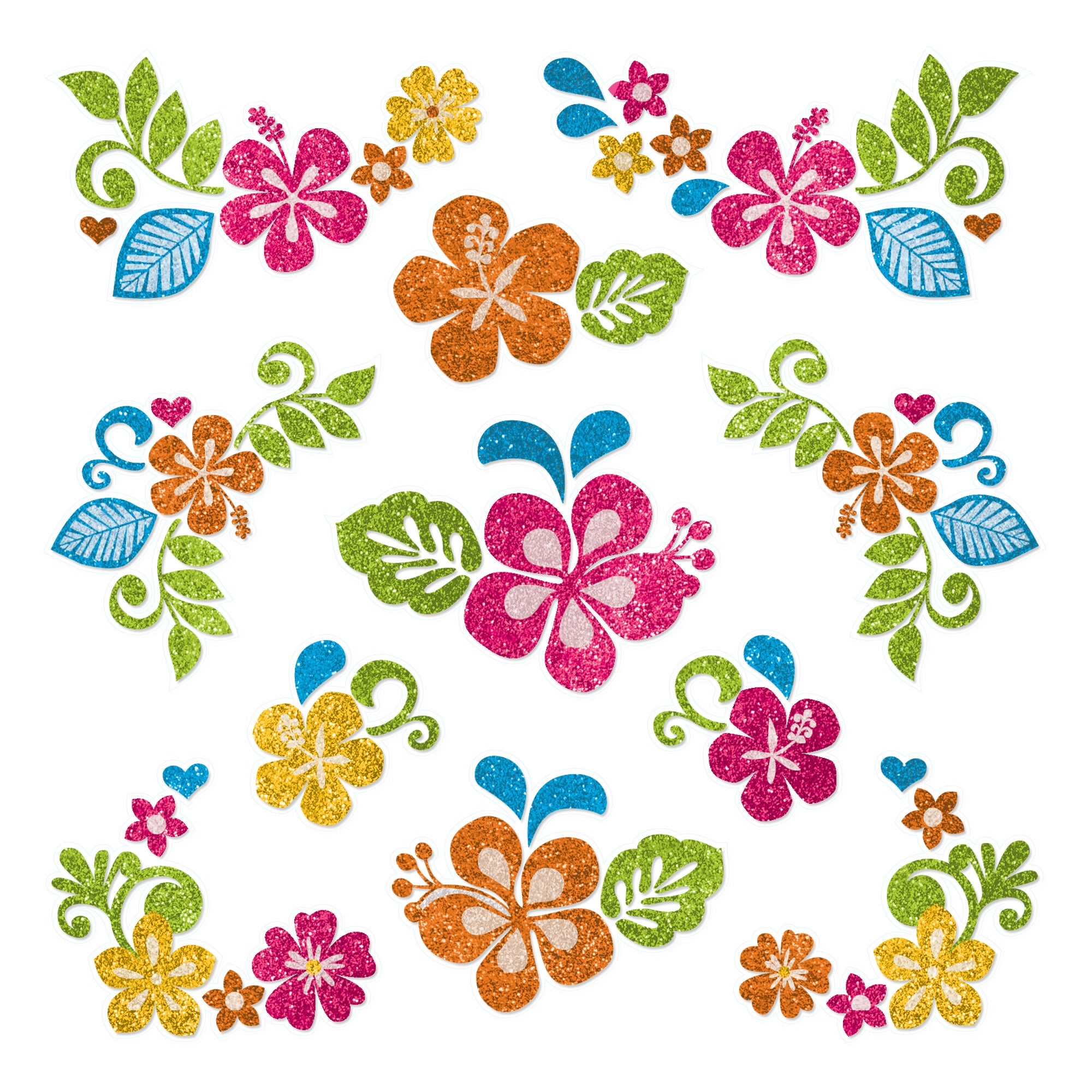 Summer Face Decals  Glitter  Sheet 7.75x6in