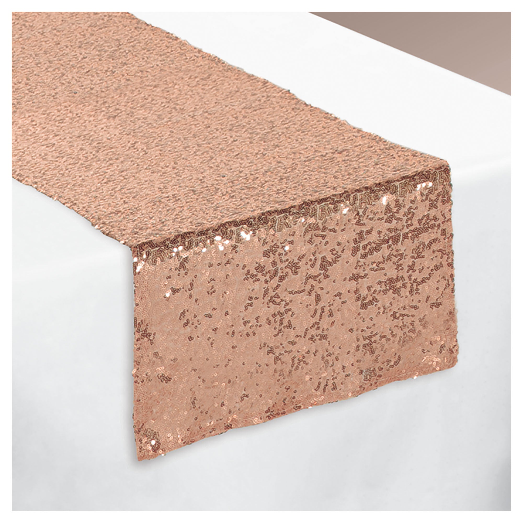 Blush Wedding Sequin Table Runner  Fabric  Rose Gold  13inx6ft