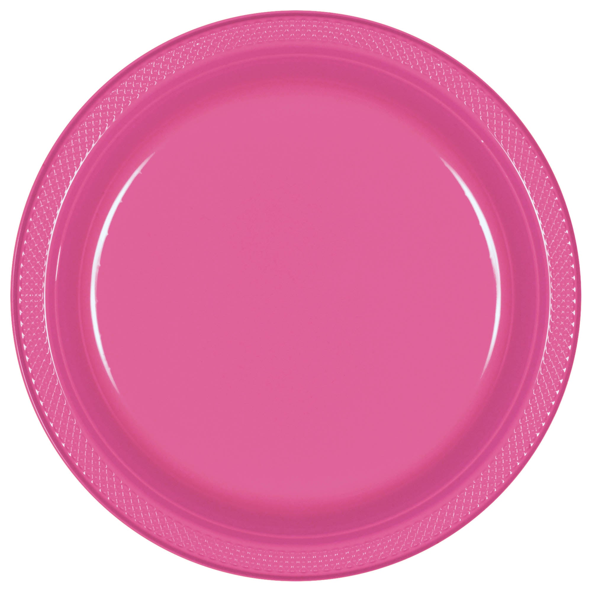 Round Plastic Plates  Bright Pink  20 pcs  7in
