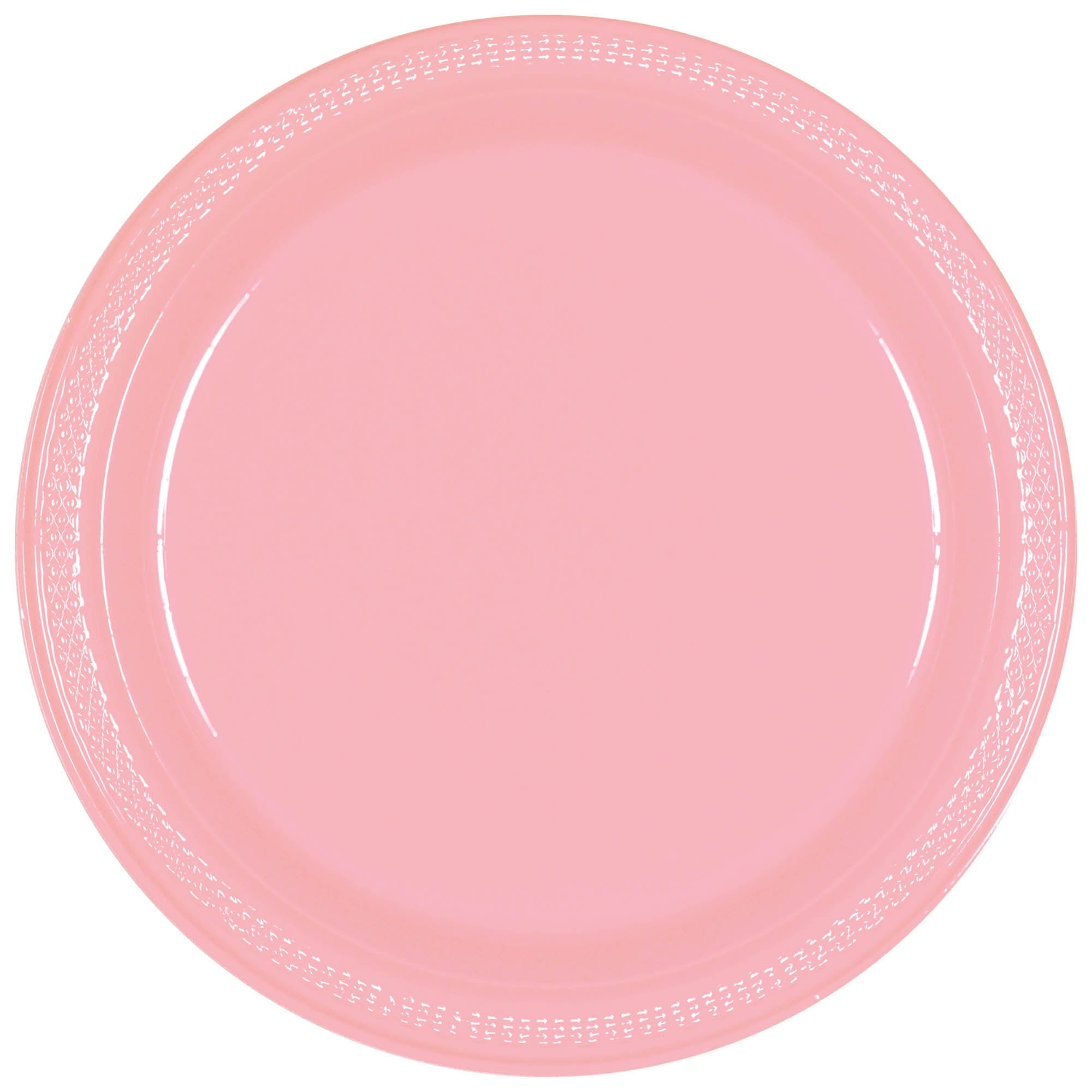 Round Plastic Plates  New Pink  20 pcs  7in