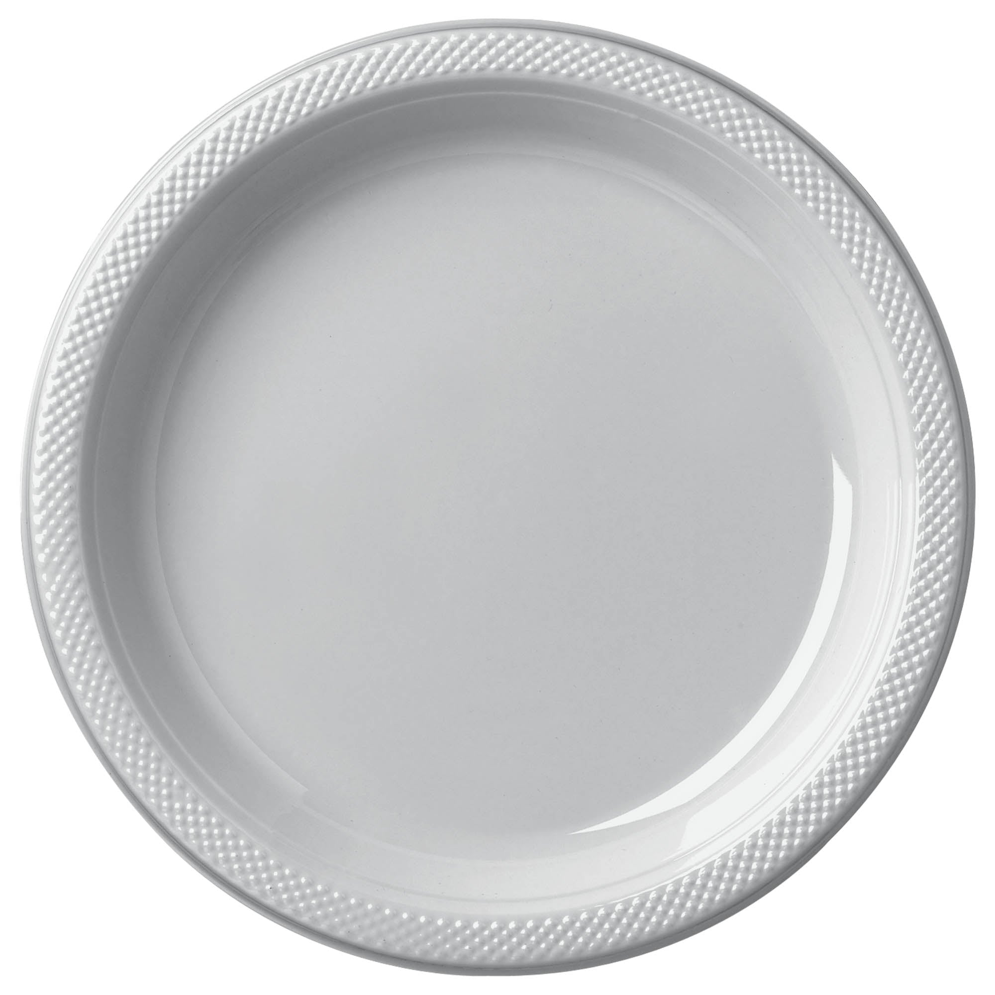 Round Plastic Plates  Silver  20 pcs  7in