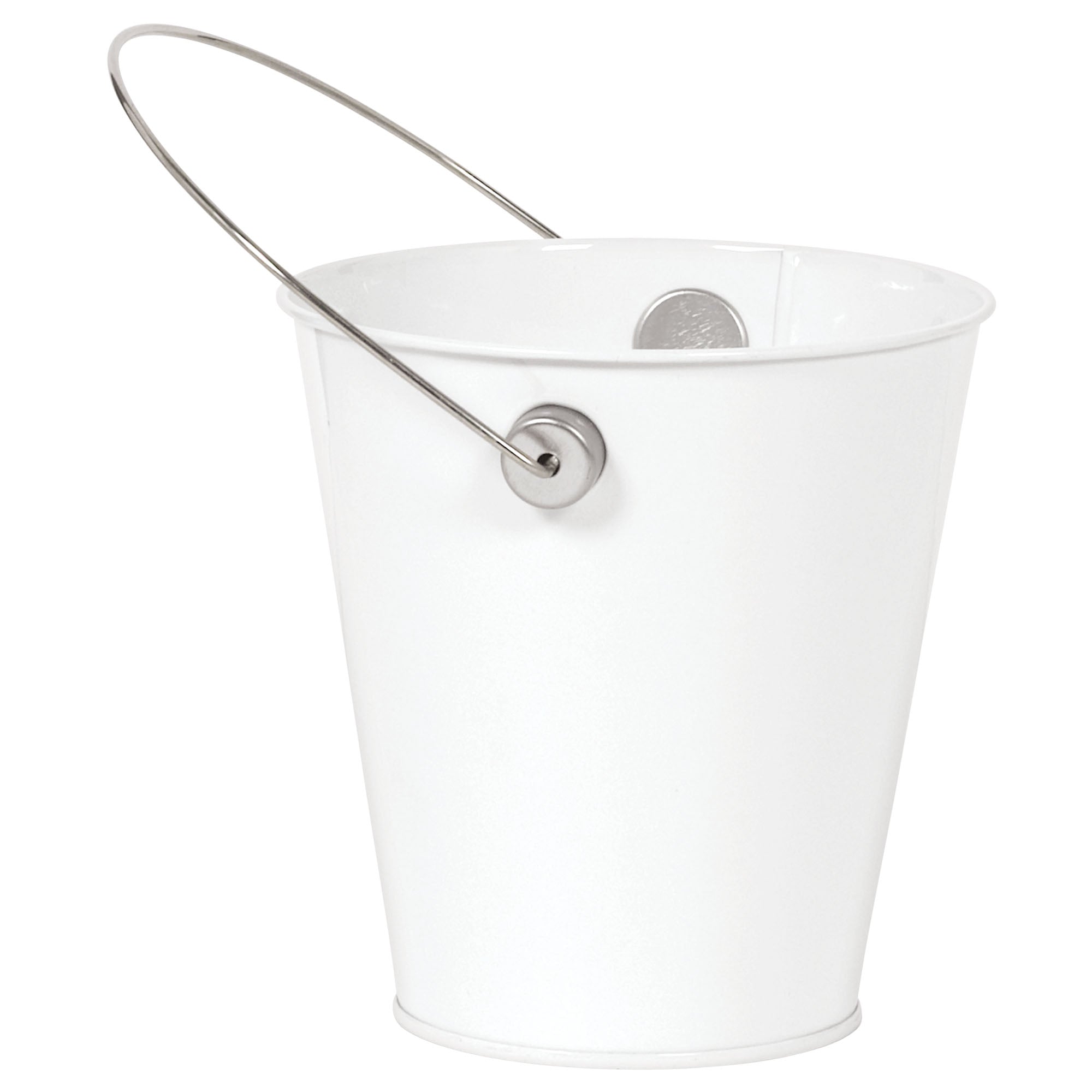 Metal Bucket with Handle  Frosty White  4.5in