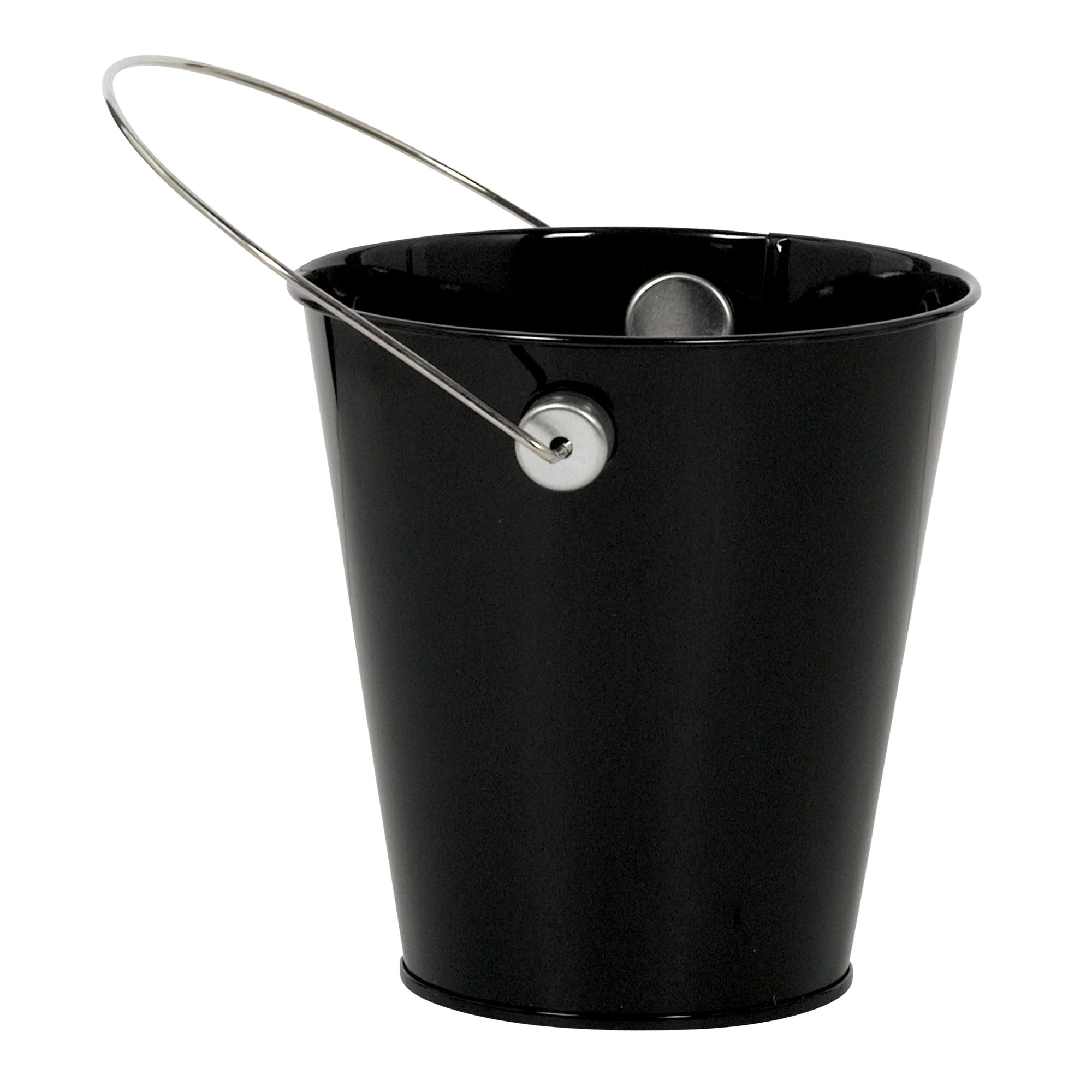 Metal Bucket with Handle  Jet Black  4.5in