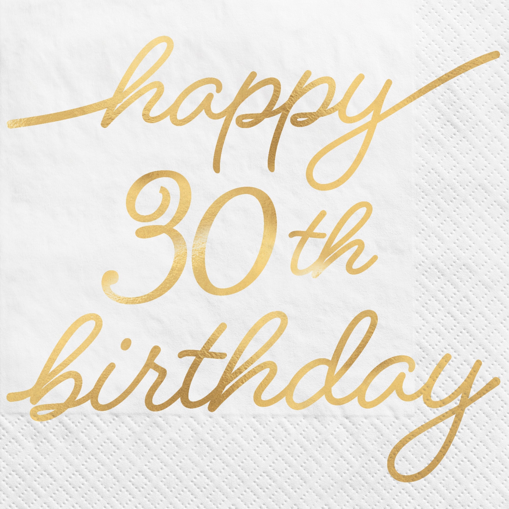 Golden Age Birthday 30th 16 Beverage Napkins  9.75x 9.75in