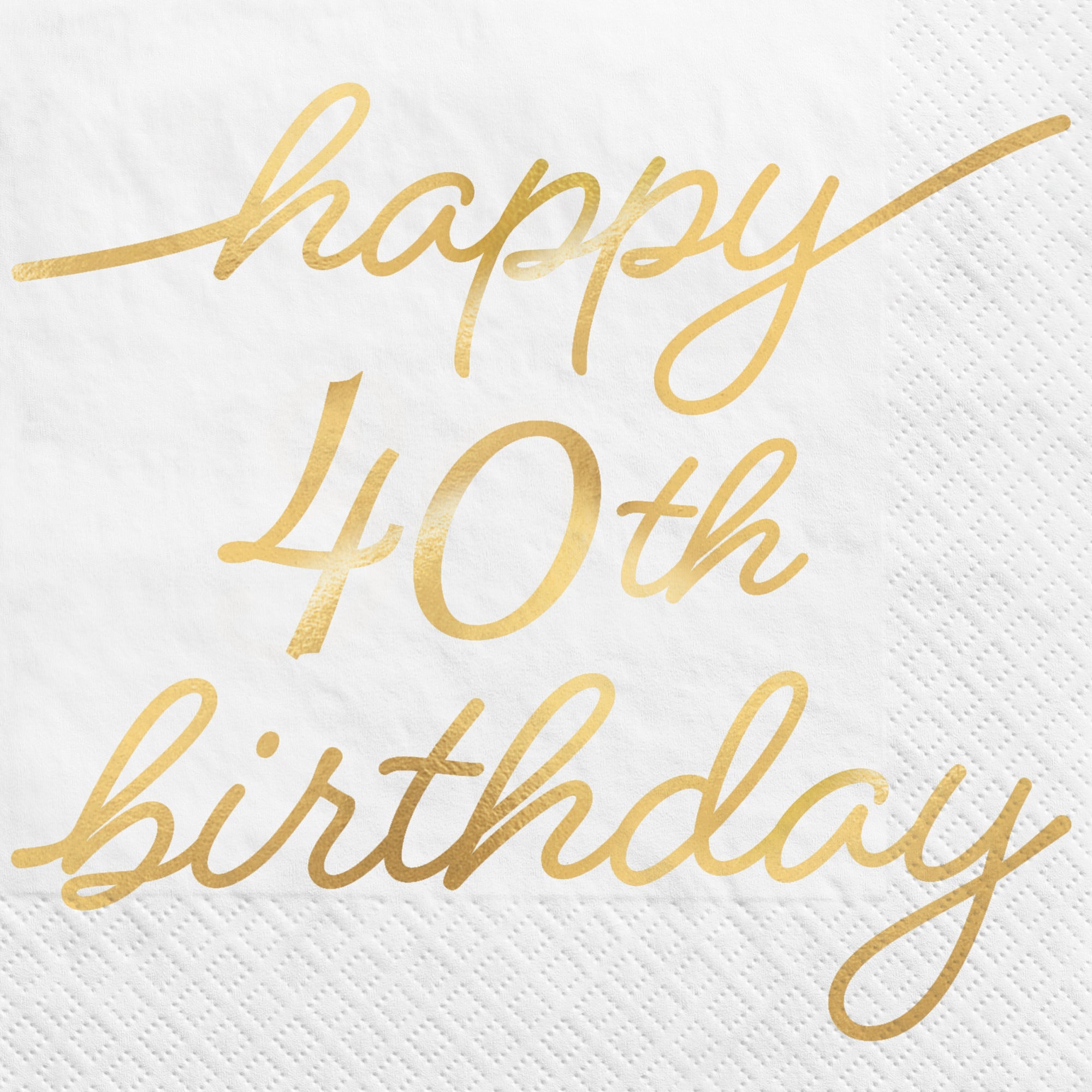 Golden Age Birthday 40th 16 Beverage Napkins  9.75x9.75in