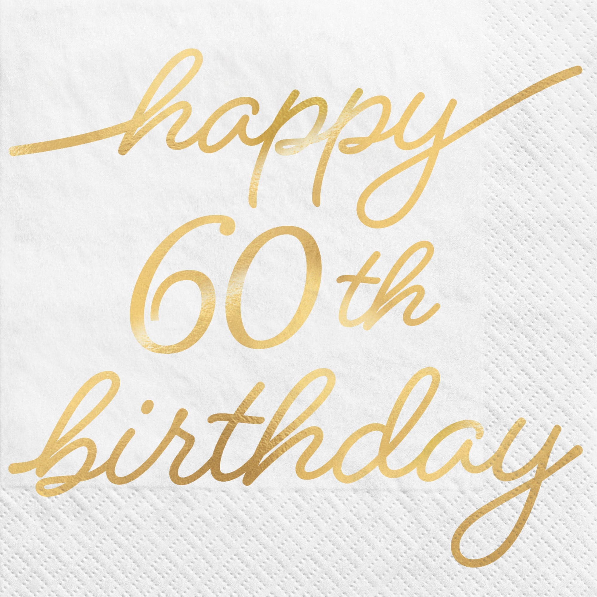 Golden Age Birthday 60th 16 Beverage Napkins  9.75x9.75in