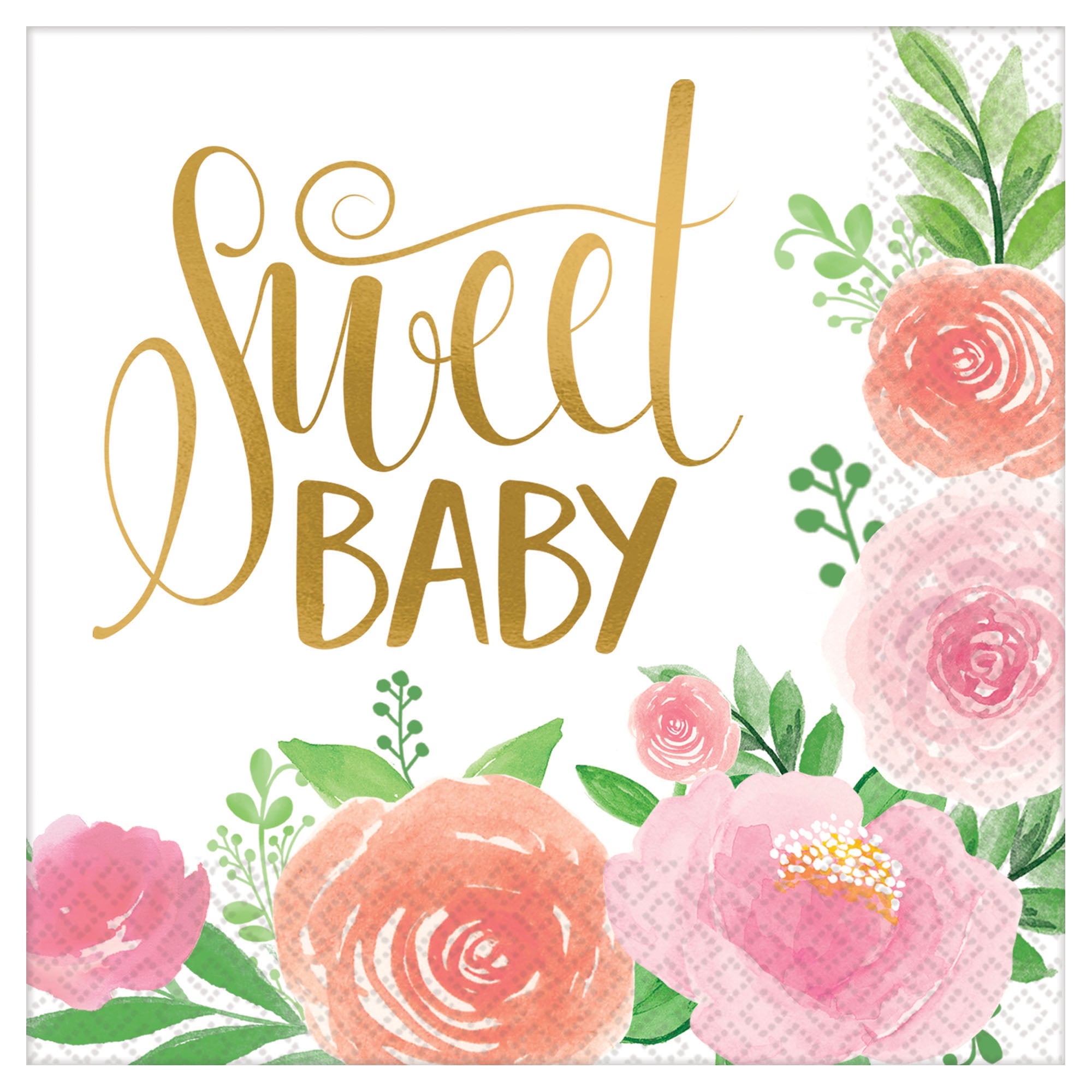 Floral Baby 16 Luncheon Napkins 12.875x12.875in