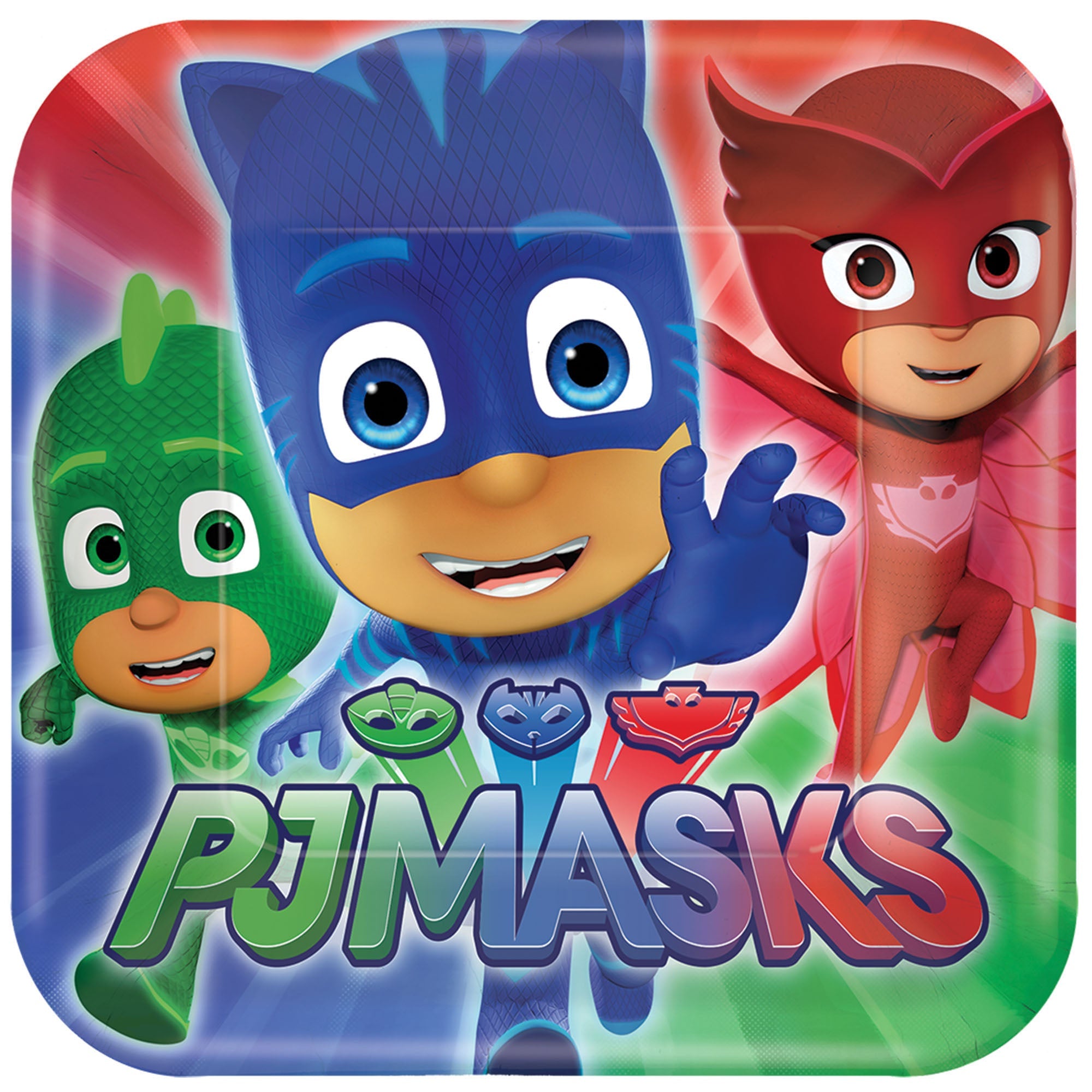 PJ Masks 8 Square Paper Plates 7in