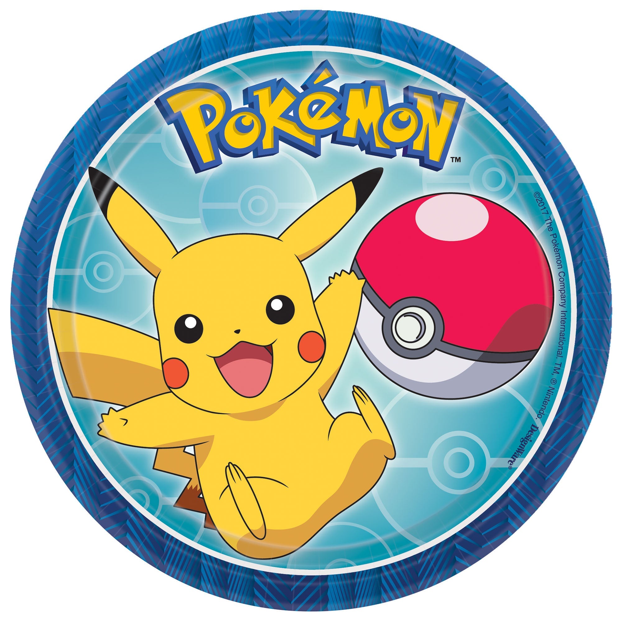 PokŽmon 8 Round Paper Plates  7in