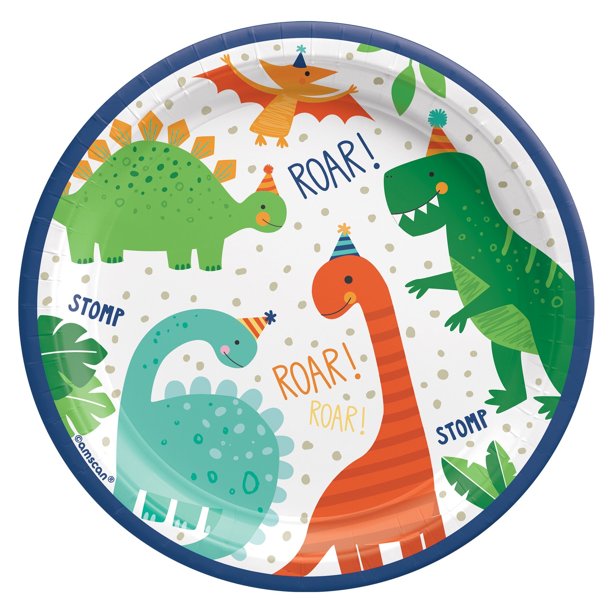 Dino-Mite Party 8 Round Paper Plates  7in