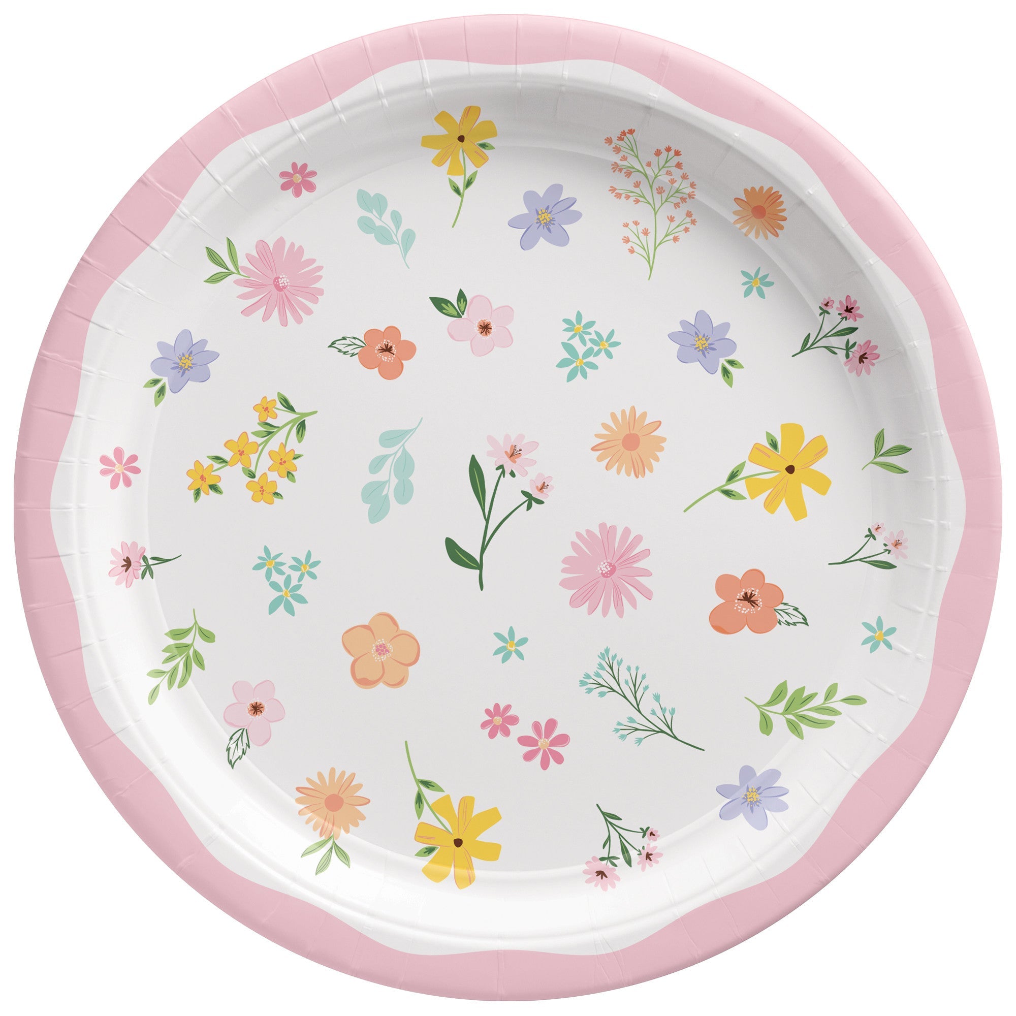Springtime Blooms 8 Round Paper Plates 7in