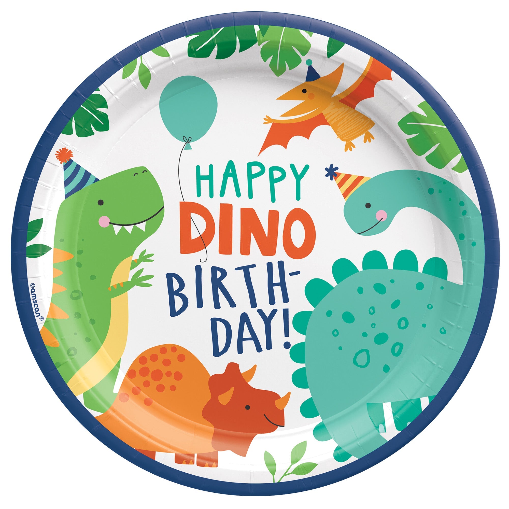 Dino-Mite Party 8 Round Paper Plates  9in
