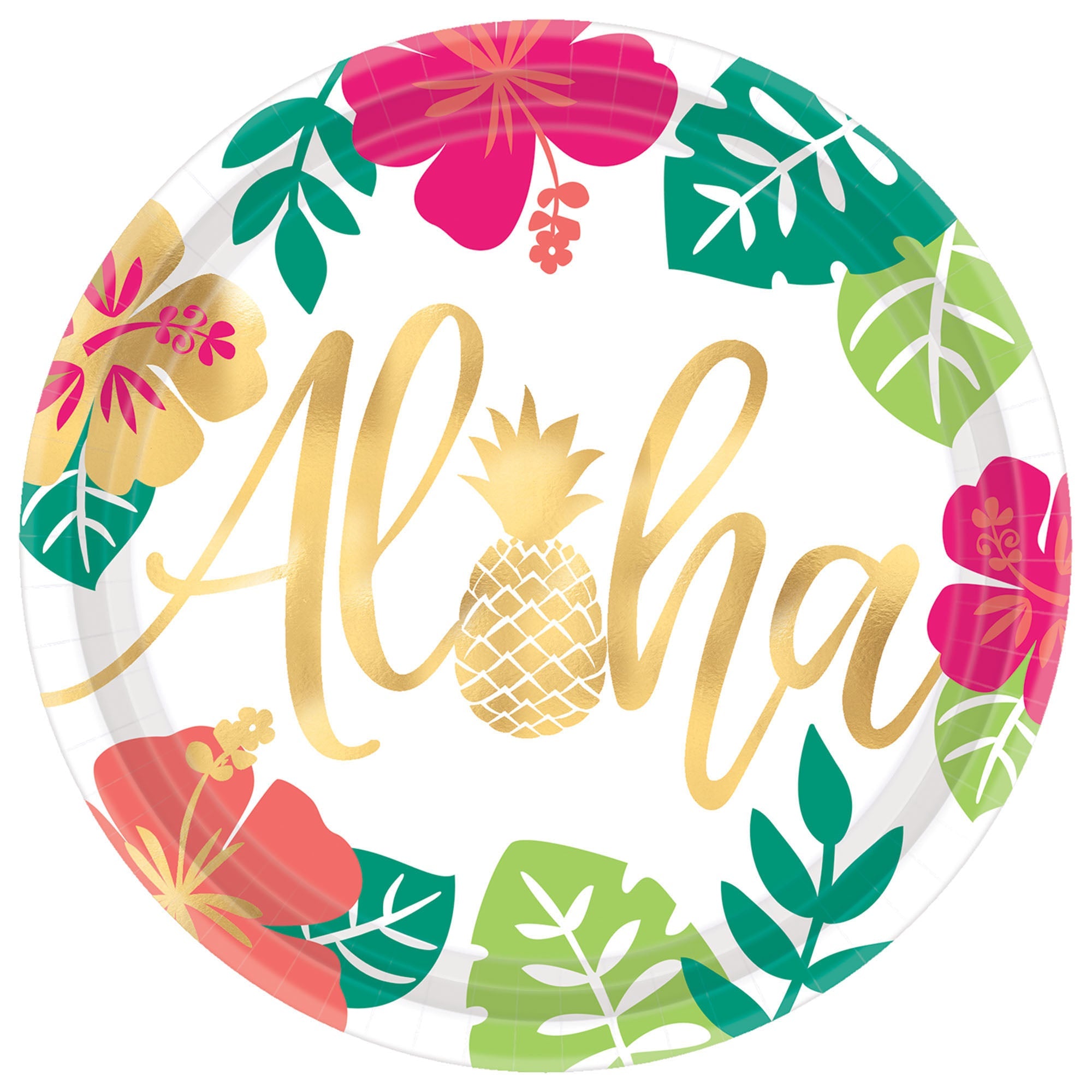 Aloha  8 Round Paper Plates  10.5in