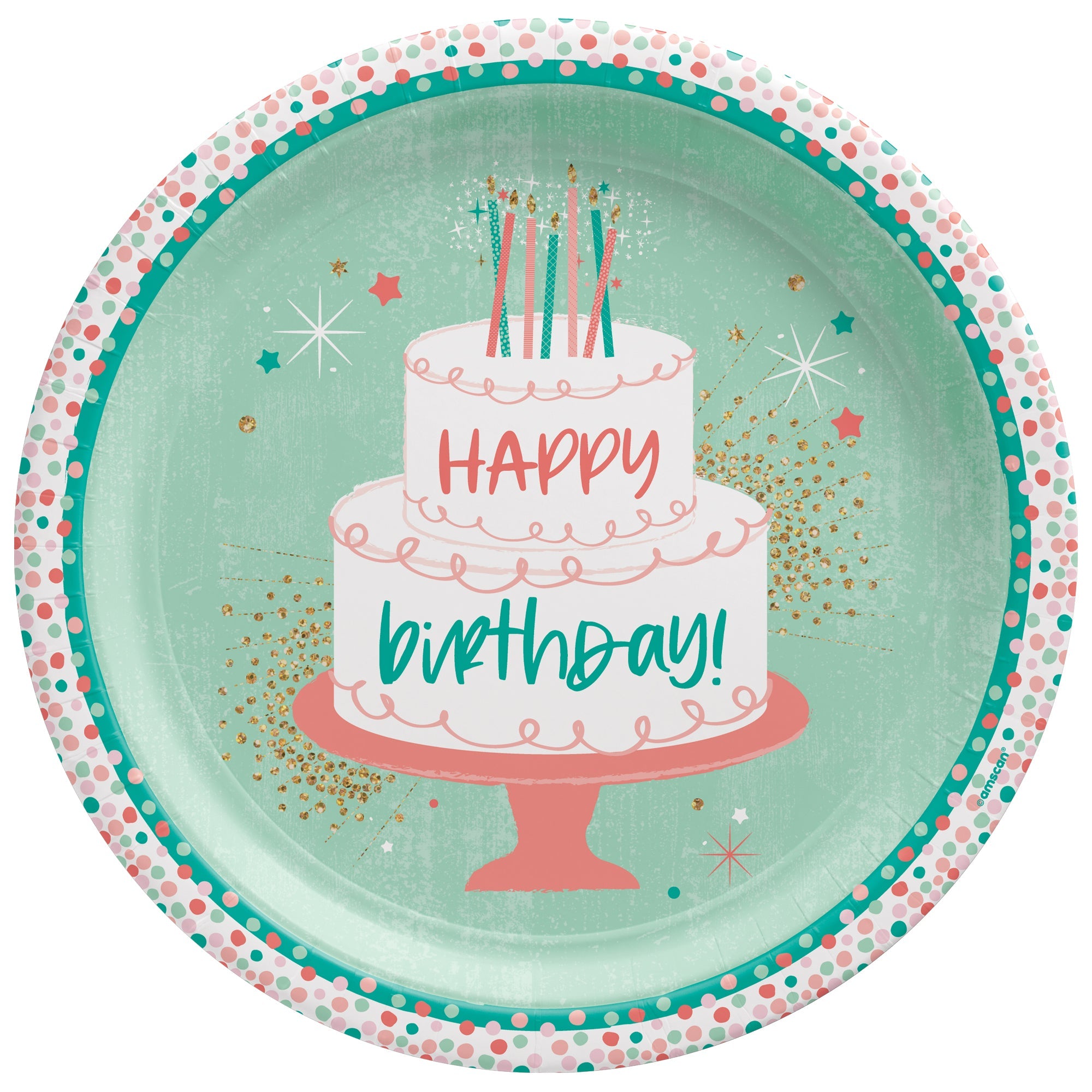 Happy Cake Day 8 Round Paper Plates  10.5in