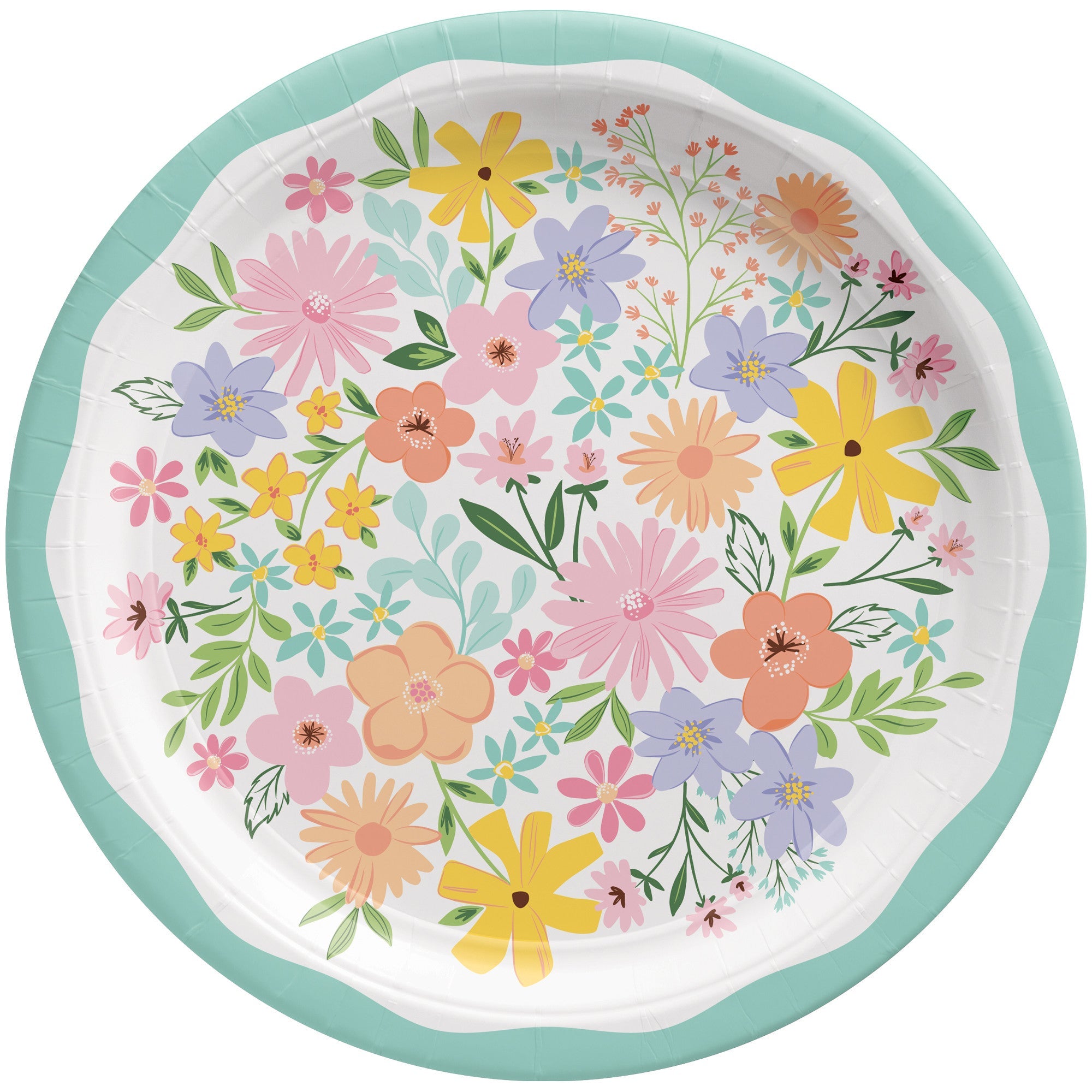Springtime Blooms 8 Round Paper Plates 10.5in
