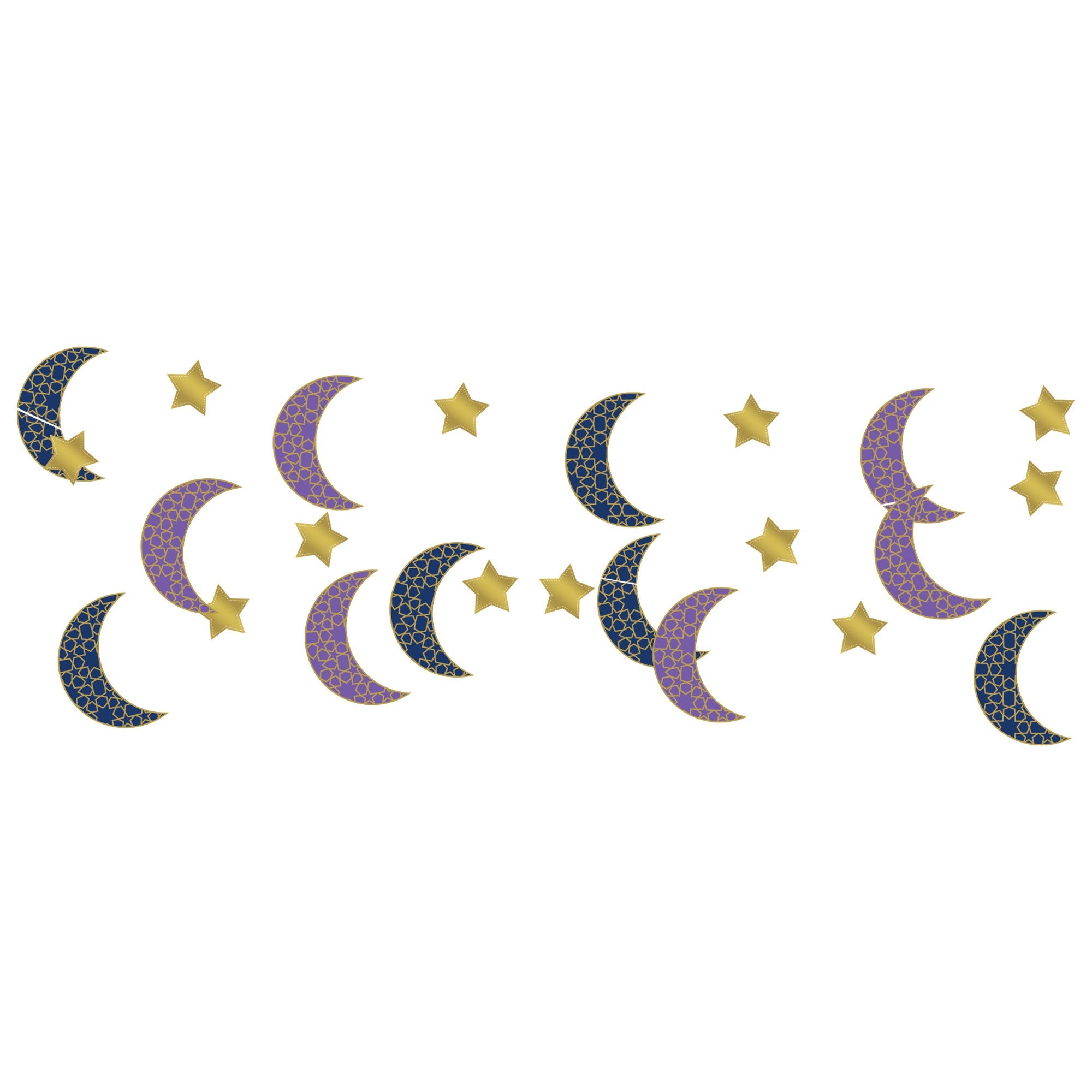 Eid 6 Moon and Star String Decorations 84in
