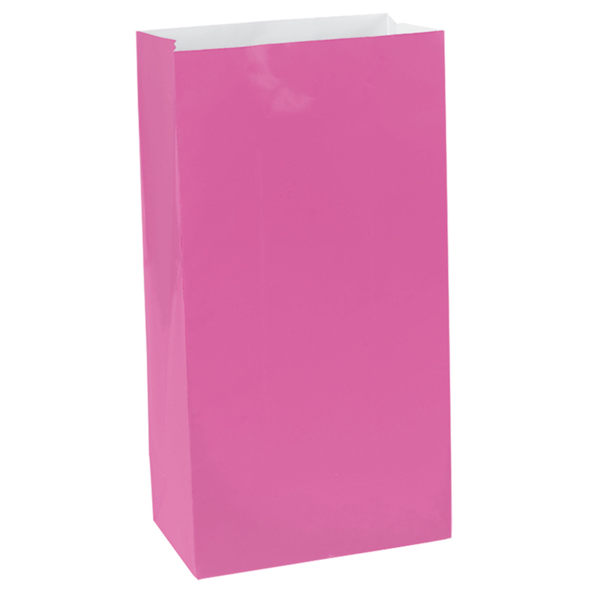 12 Mini Packaged Paper Bags  Bright Pink  6.5x3x2in