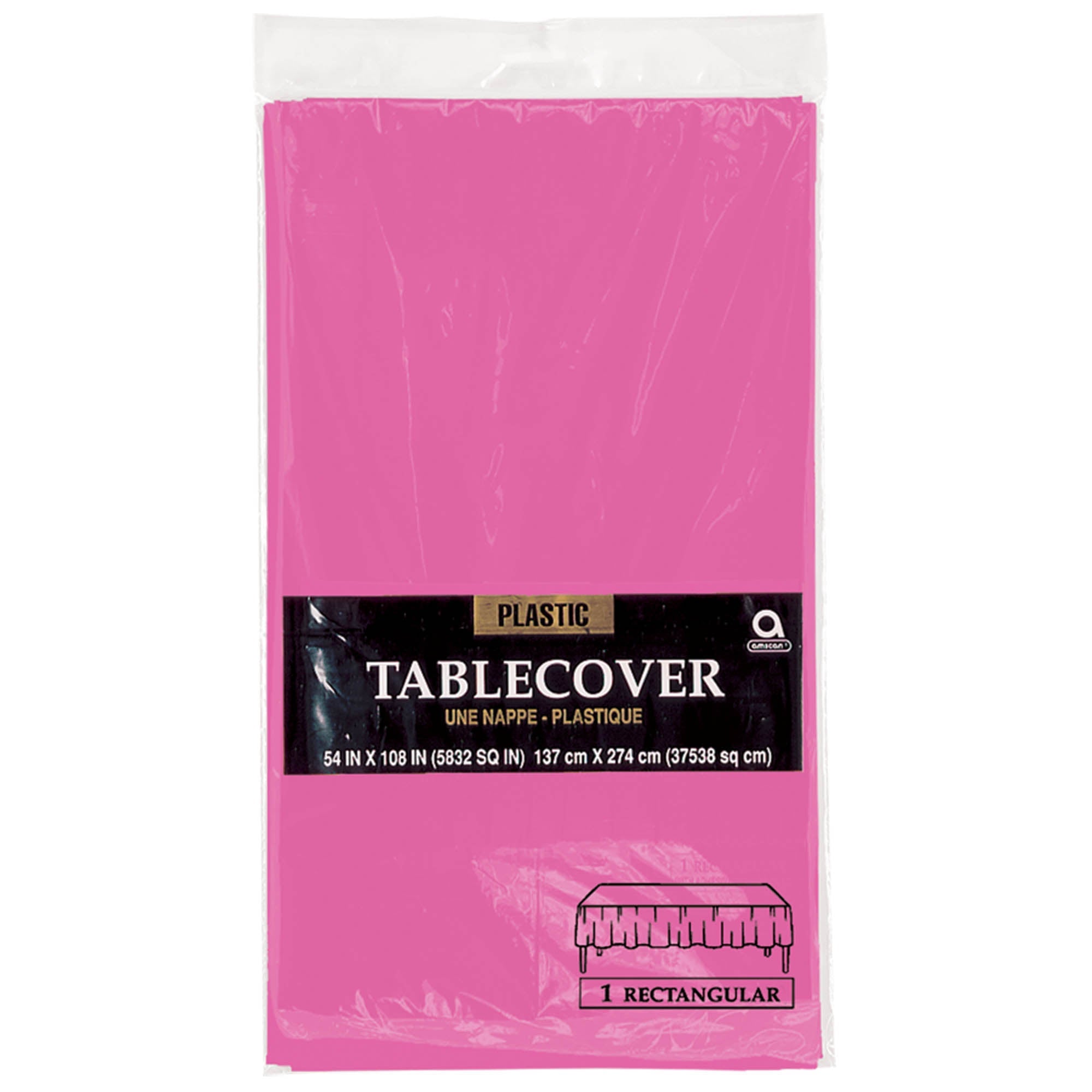 Plastic Table Cover  Bright Pink  54x108in