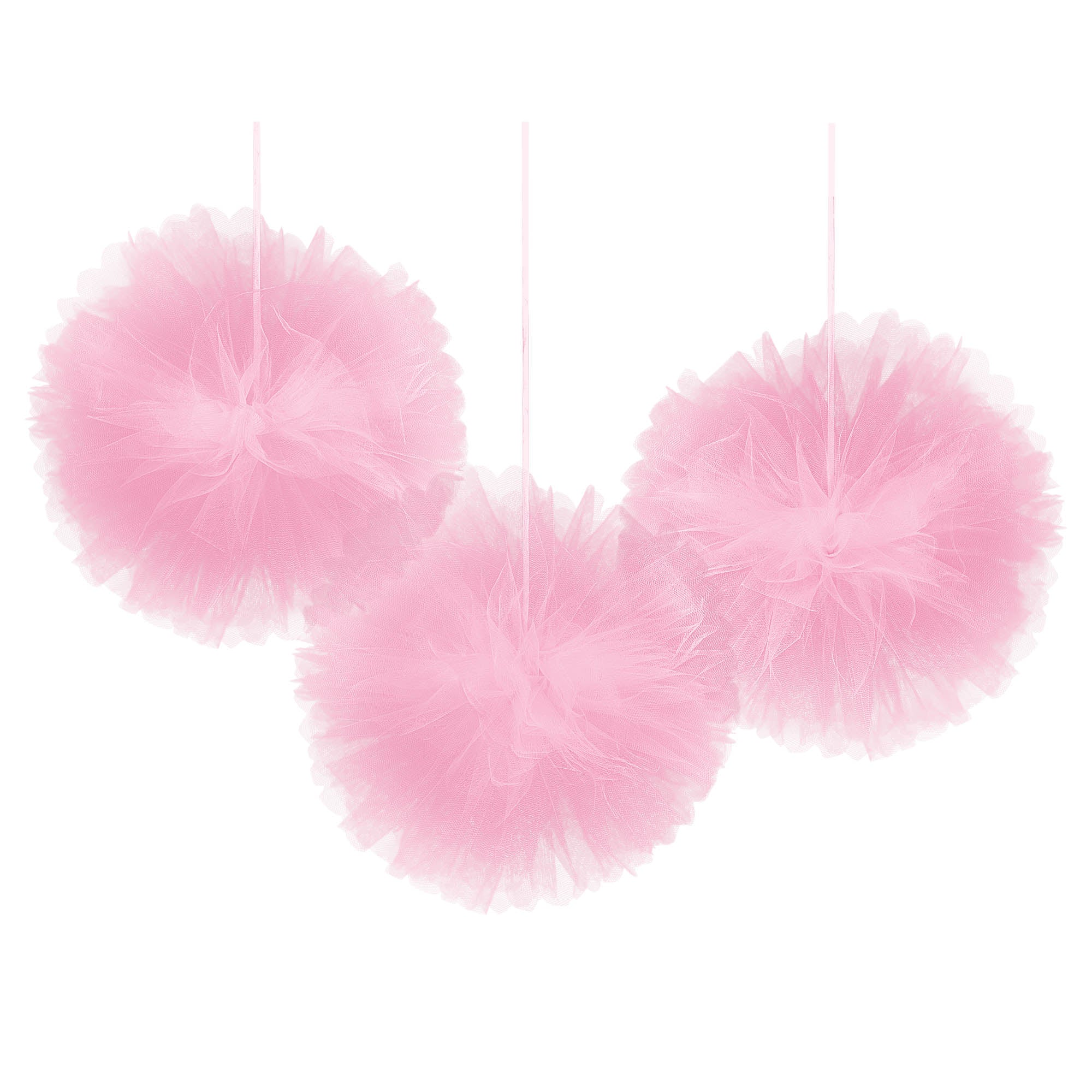 3 Deluxe Fluffy Decorations Tulle  New Pink  12in