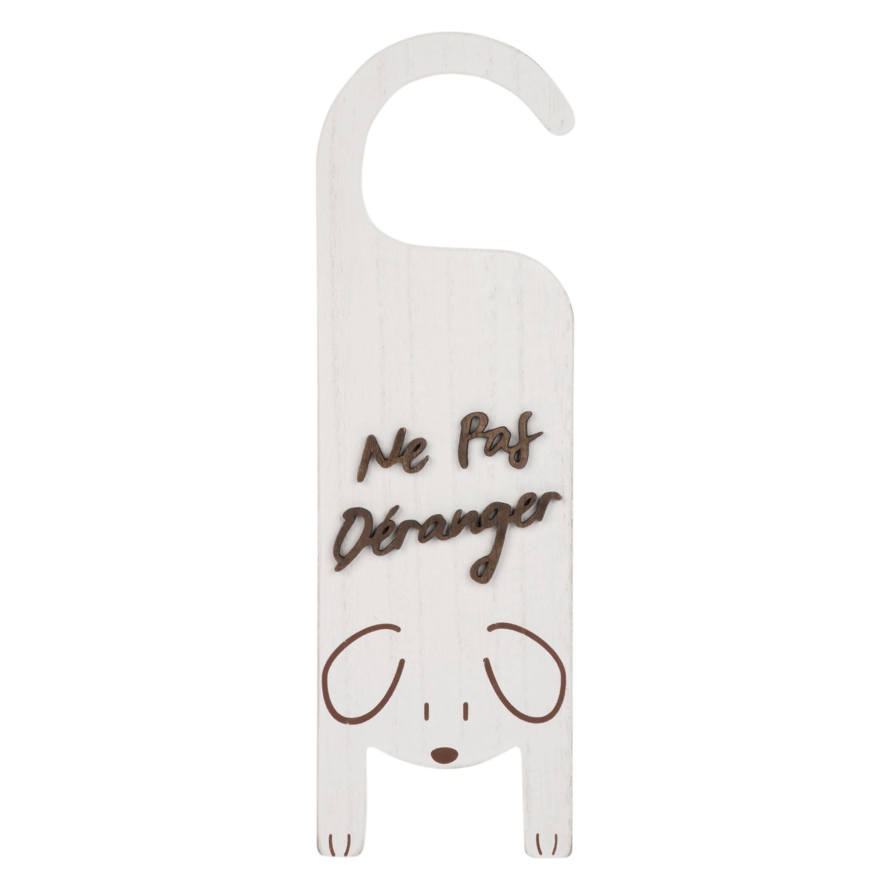 Dog Door Knob Hanger - Ne Pas Déranger 4x12in