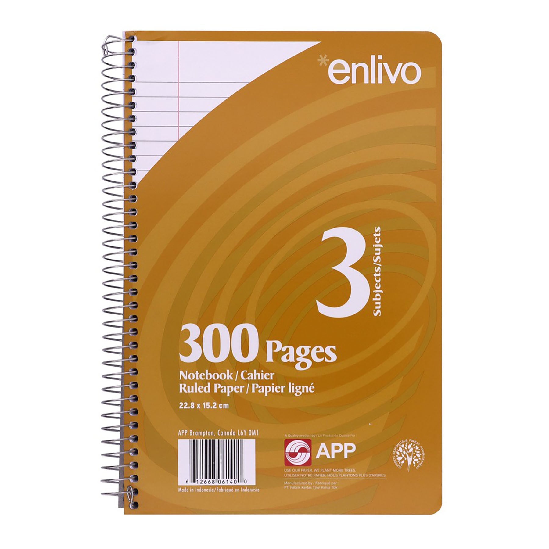 APP Coil Exercise Book 3 Subjects 300 Lined Pages 9x6in