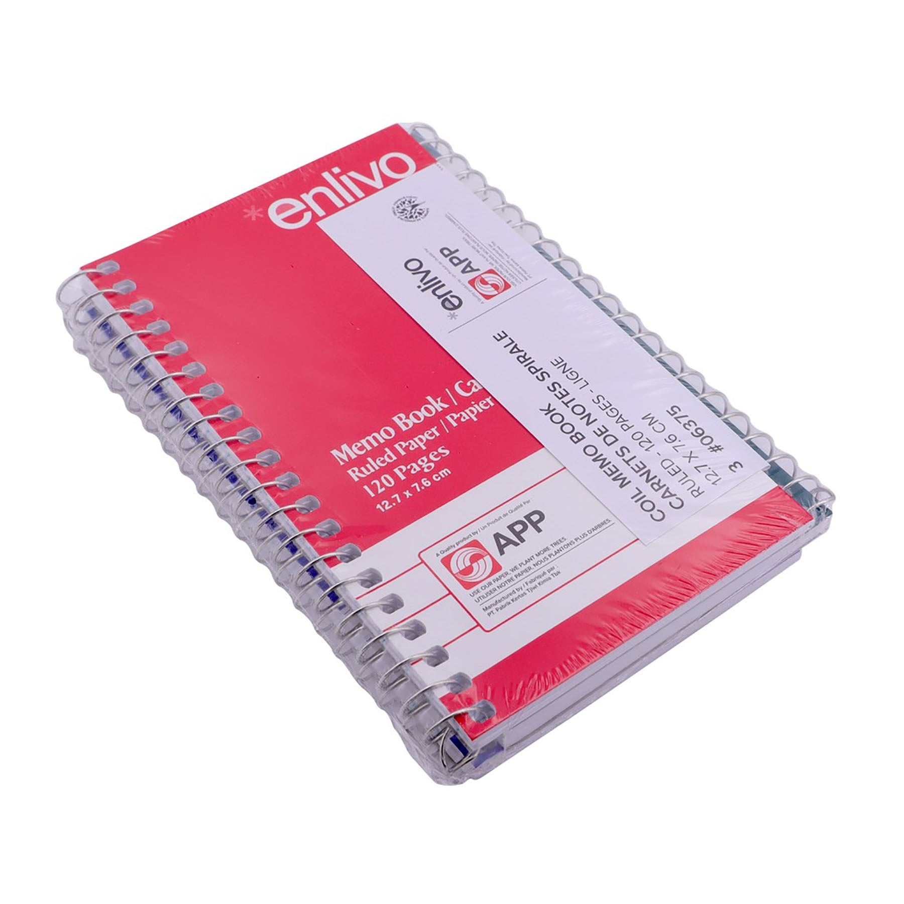 APP Coil 3 Memo Pads 120 Lined Pages Side Flip 3x5in