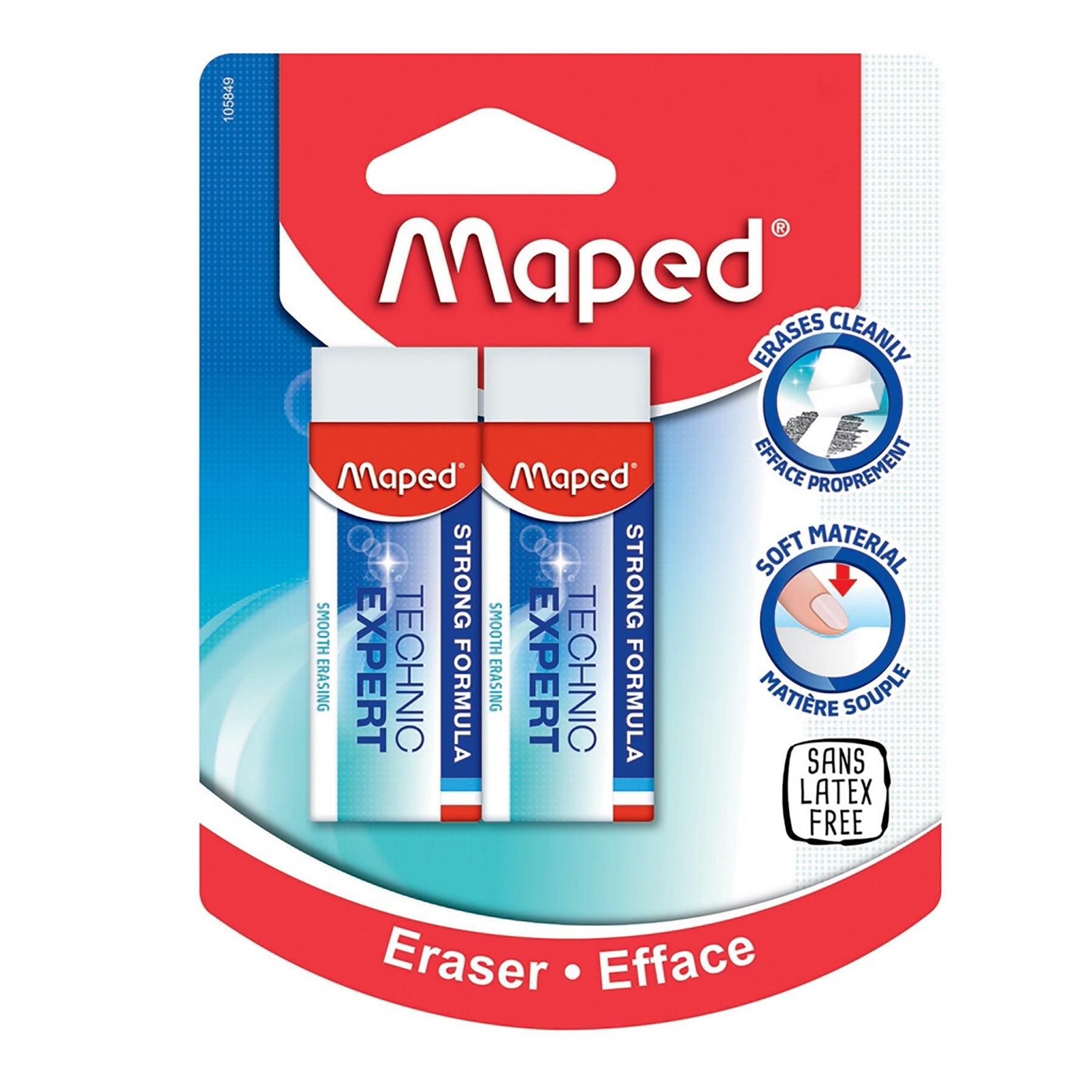 Maped 2 Expert White Erasers 2.4in