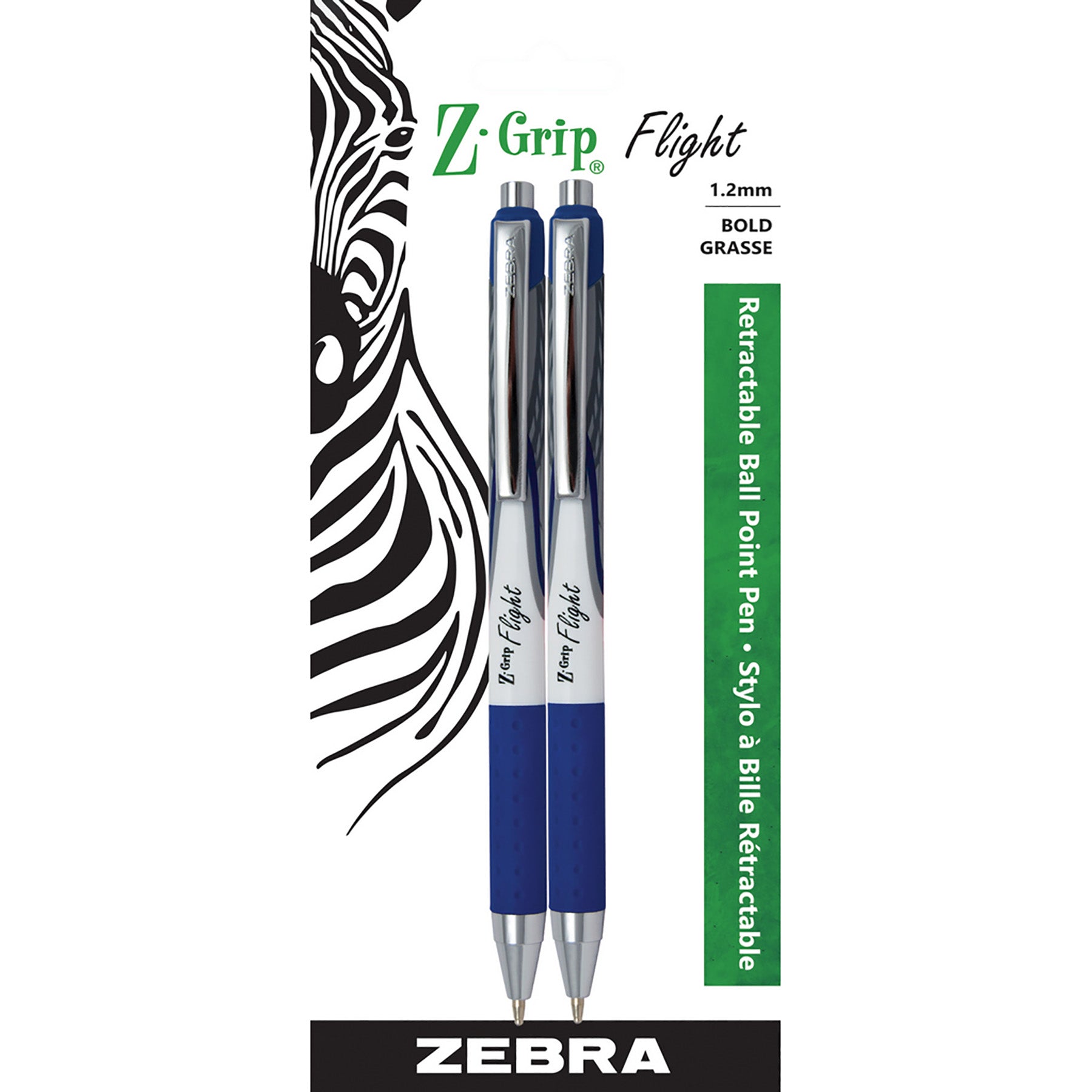 Zebra Z-Grip 2 Flight Ball Pens Retractable Blue Ink 1.2mm