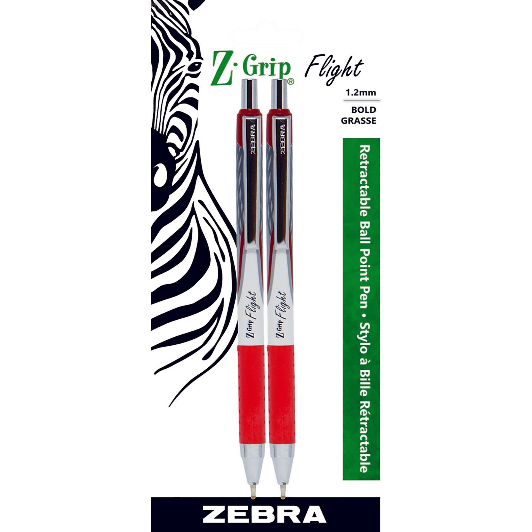 Zebra Z-Grip 2 Flight Ball Pens Retractable Red Ink 1.2mm 