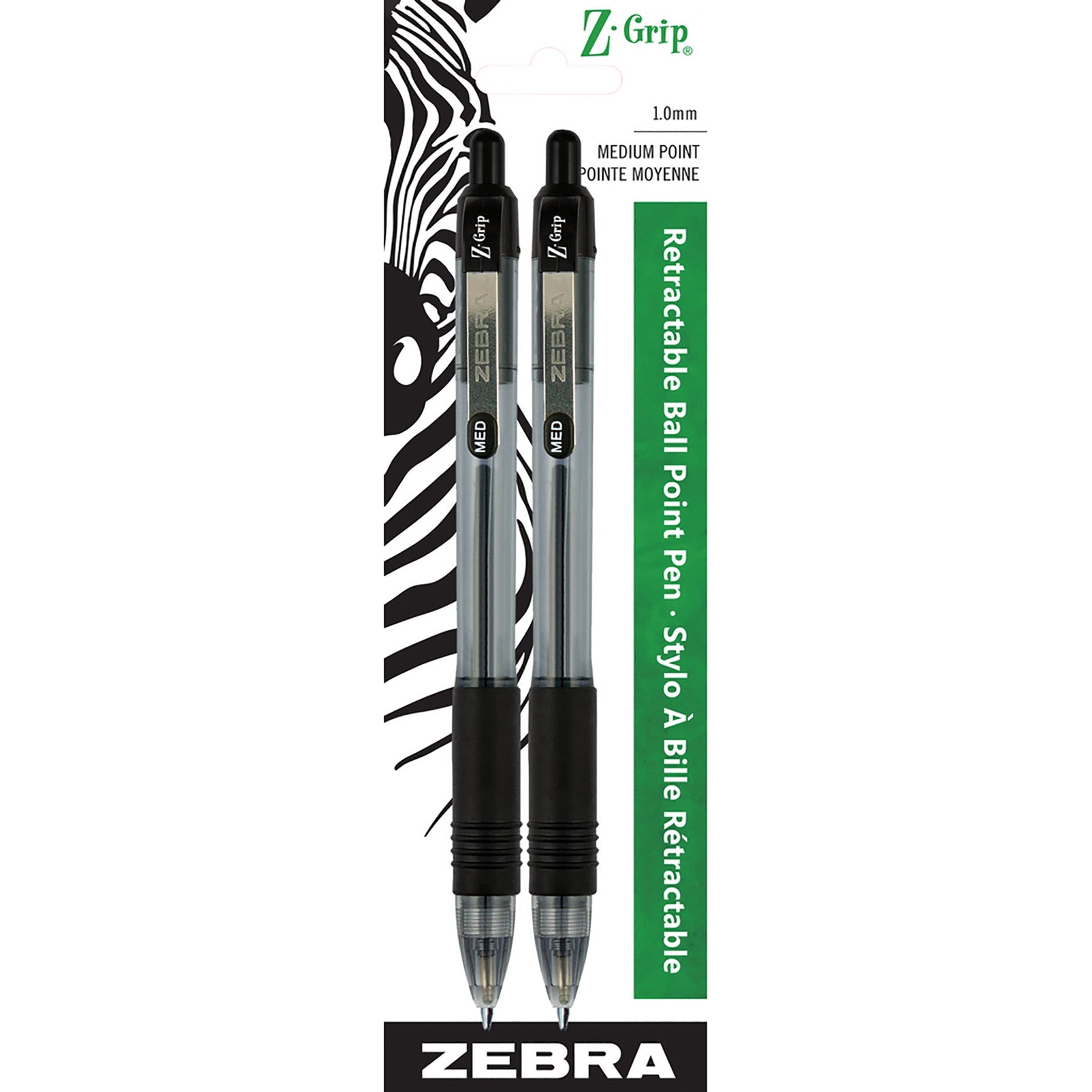 Zebra Z-Grip 2 Ballpoint Pens Retractable Black Ink 1.0mm