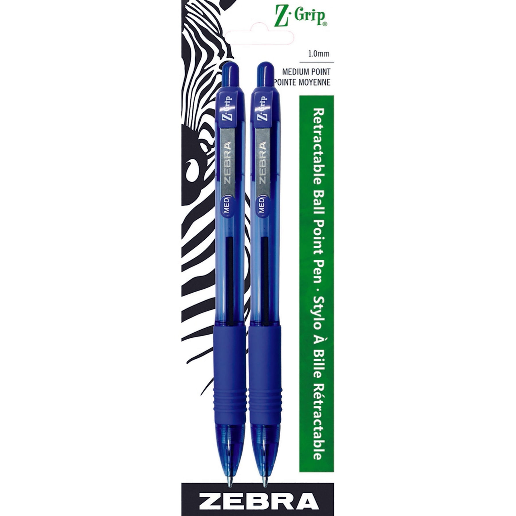 Zebra Z-Grip 2 Ballpoint Pens Retractable Blue Ink 1.0mm