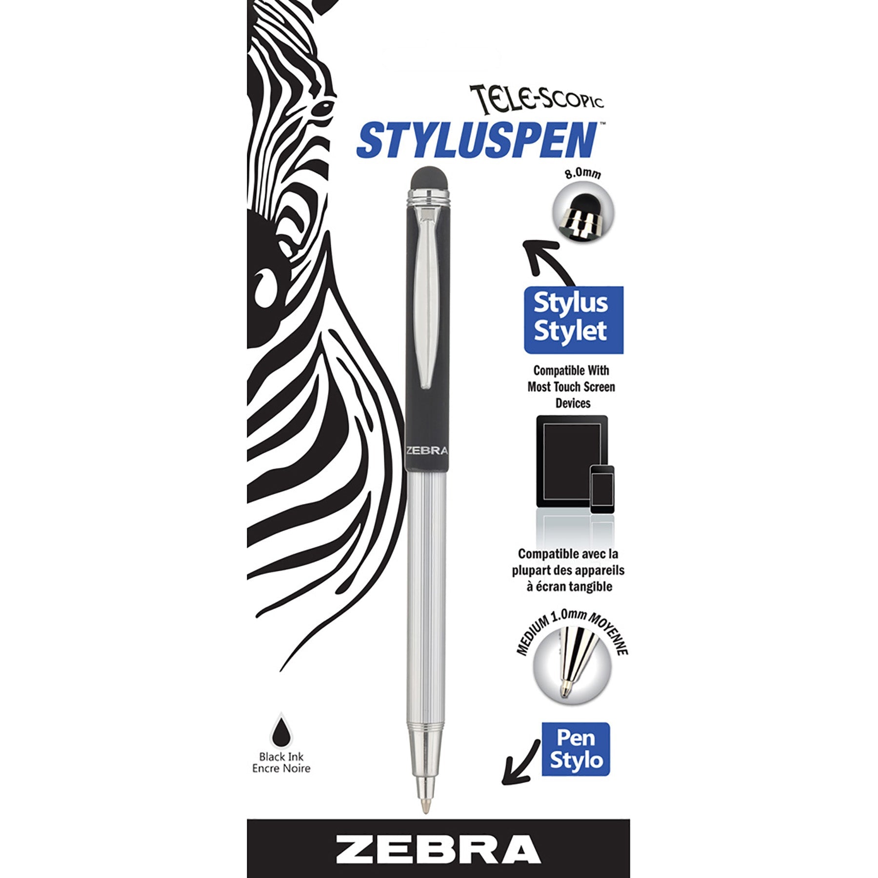 Zebra Telescopic Stylus Pen Black Ink 1.0mm