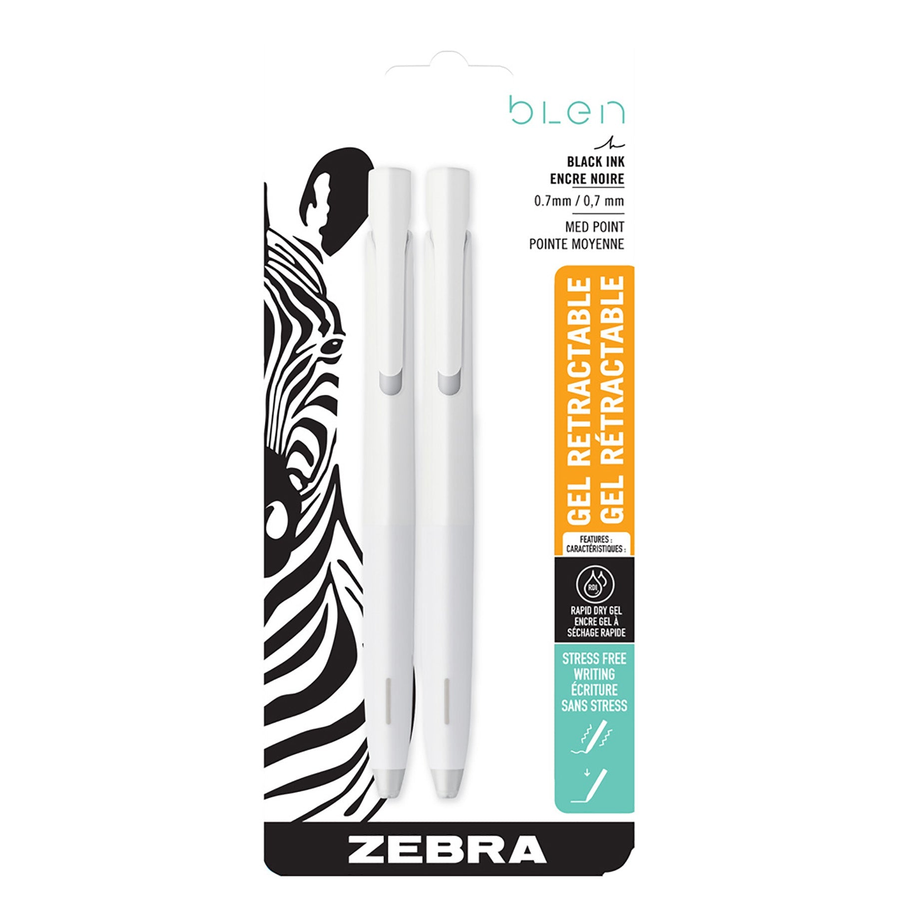 Zebra 2 Retractable Gel Pens Black Ink 0.7mm