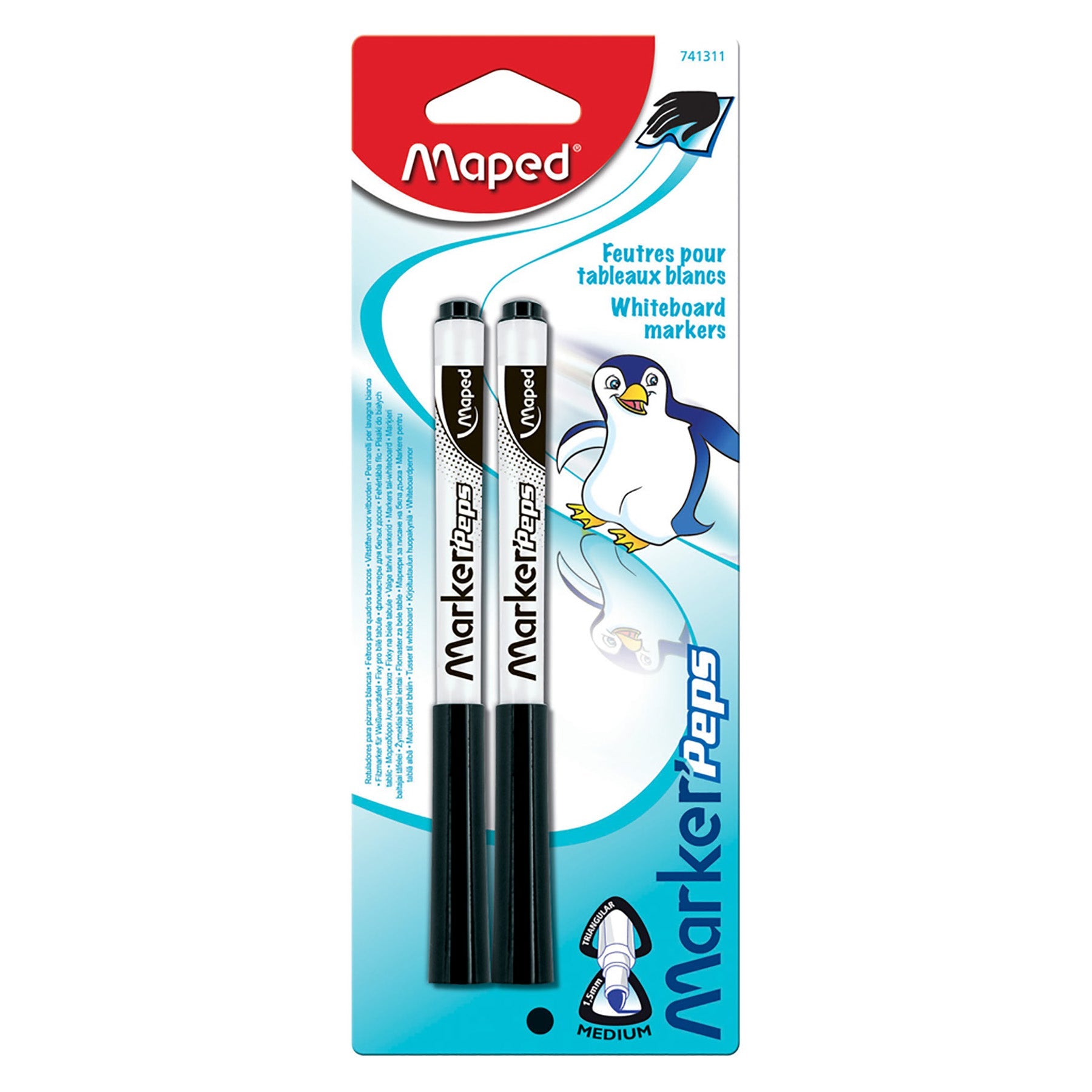 Maped 2 Dry Erase Markers Medium Bullet Tip Black